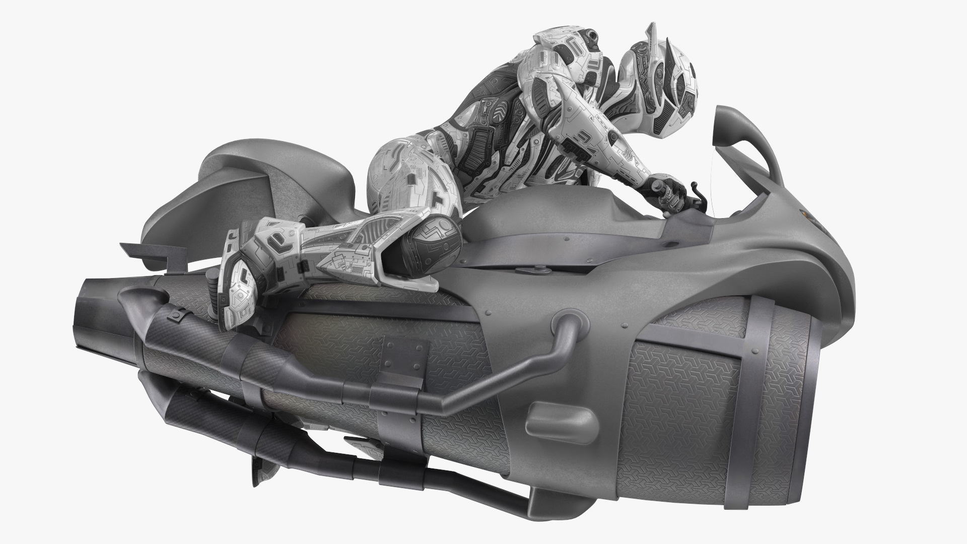 3D Futuristic Robot on Concept Motorcycle model