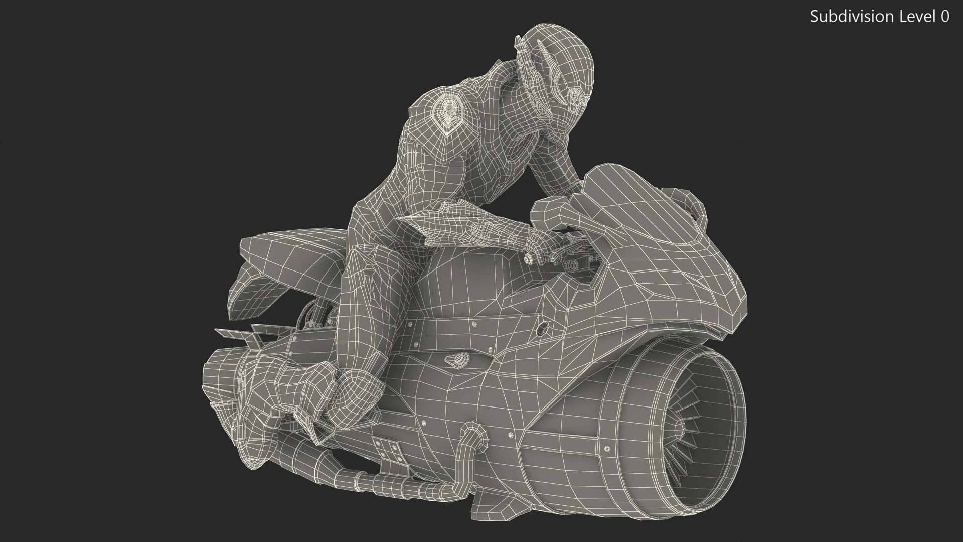 3D Futuristic Robot on Concept Motorcycle model