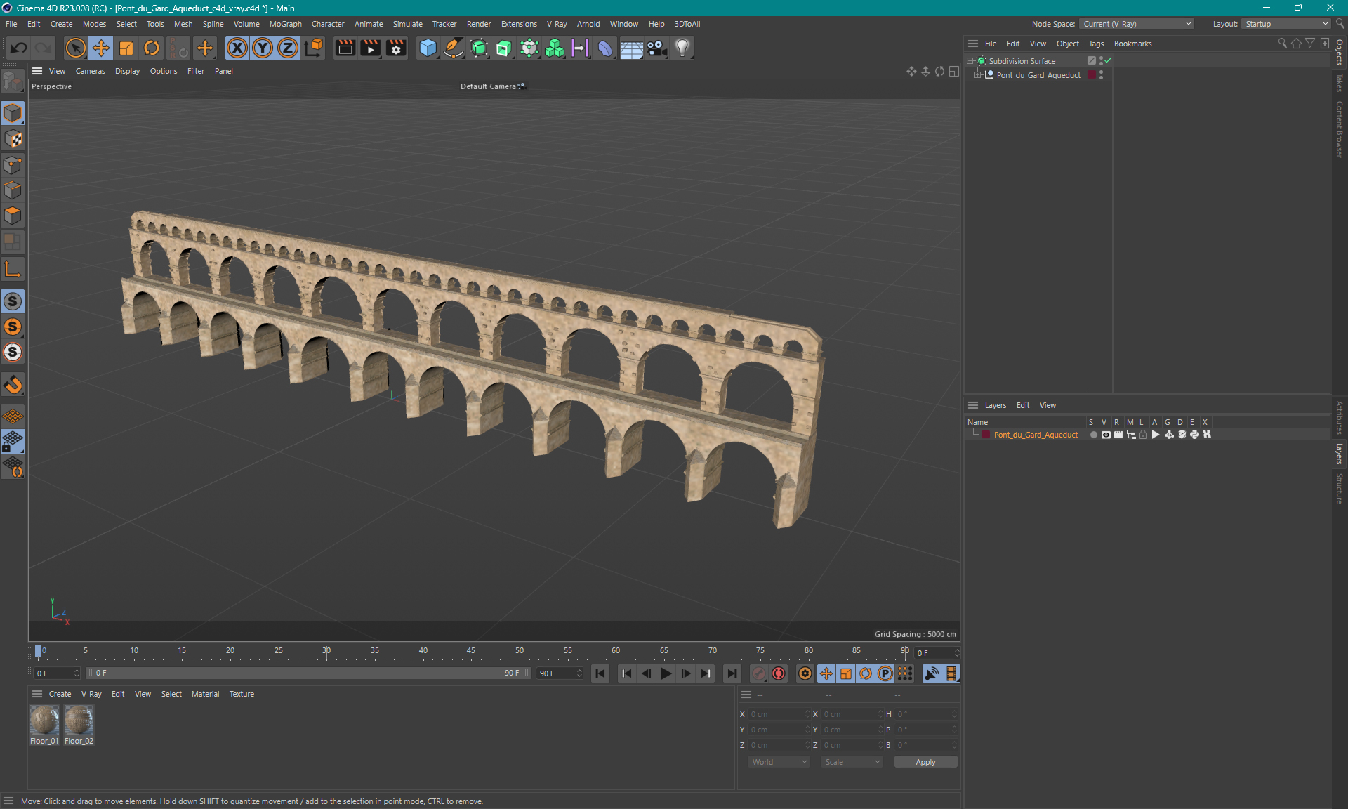 3D Pont du Gard Aqueduct