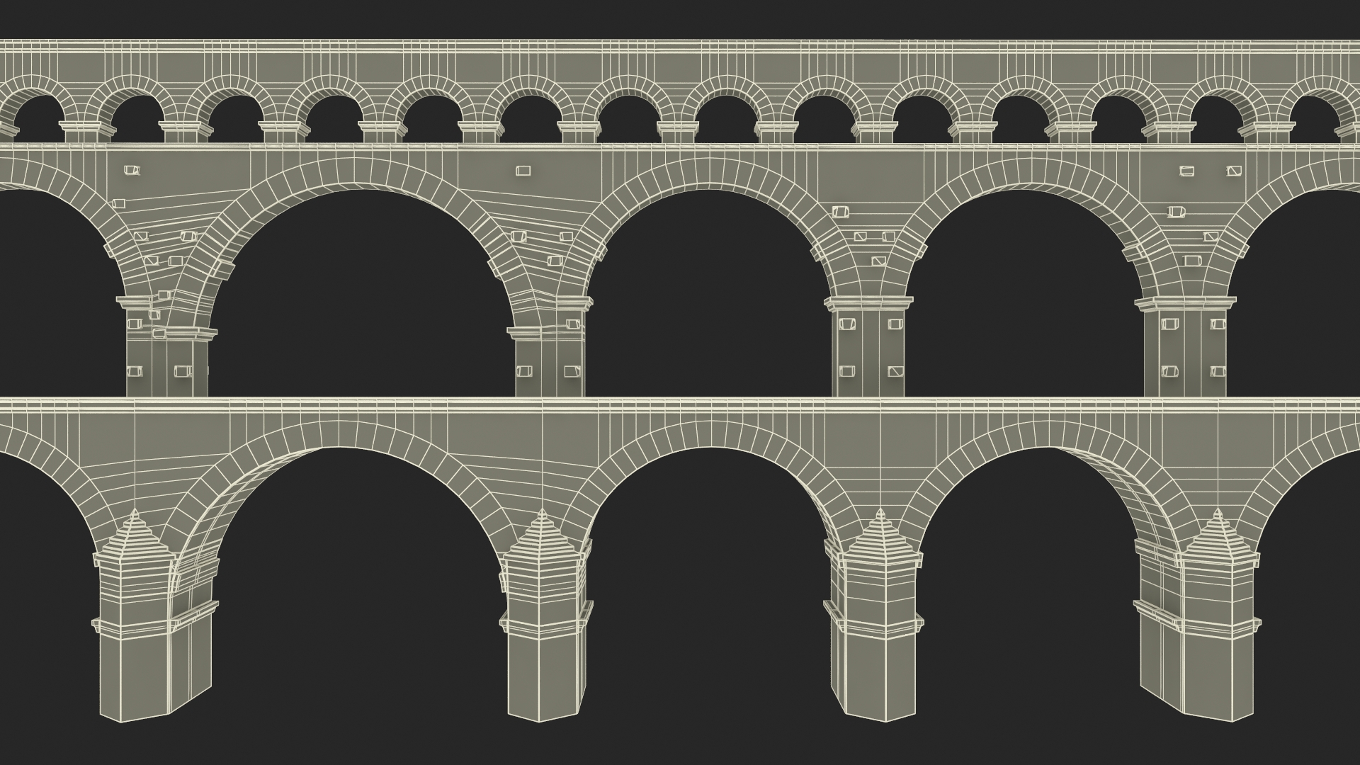3D Pont du Gard Aqueduct