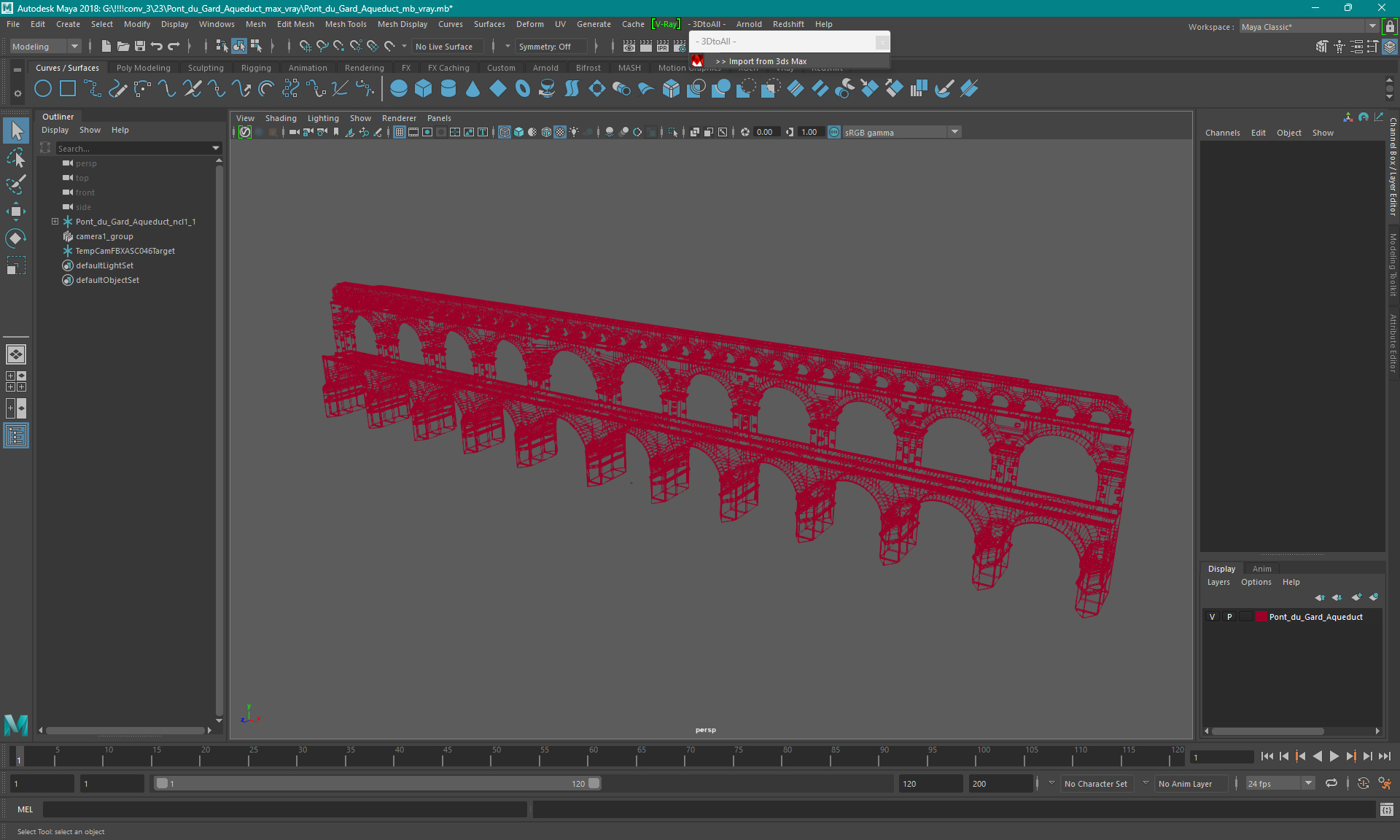 3D Pont du Gard Aqueduct
