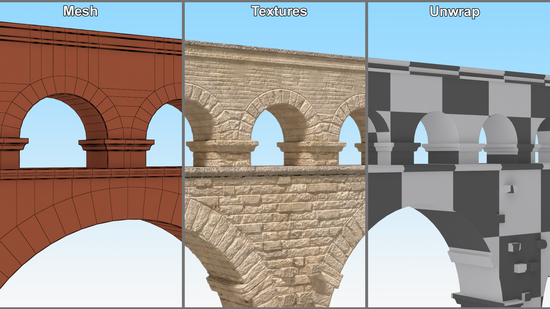3D Pont du Gard Aqueduct