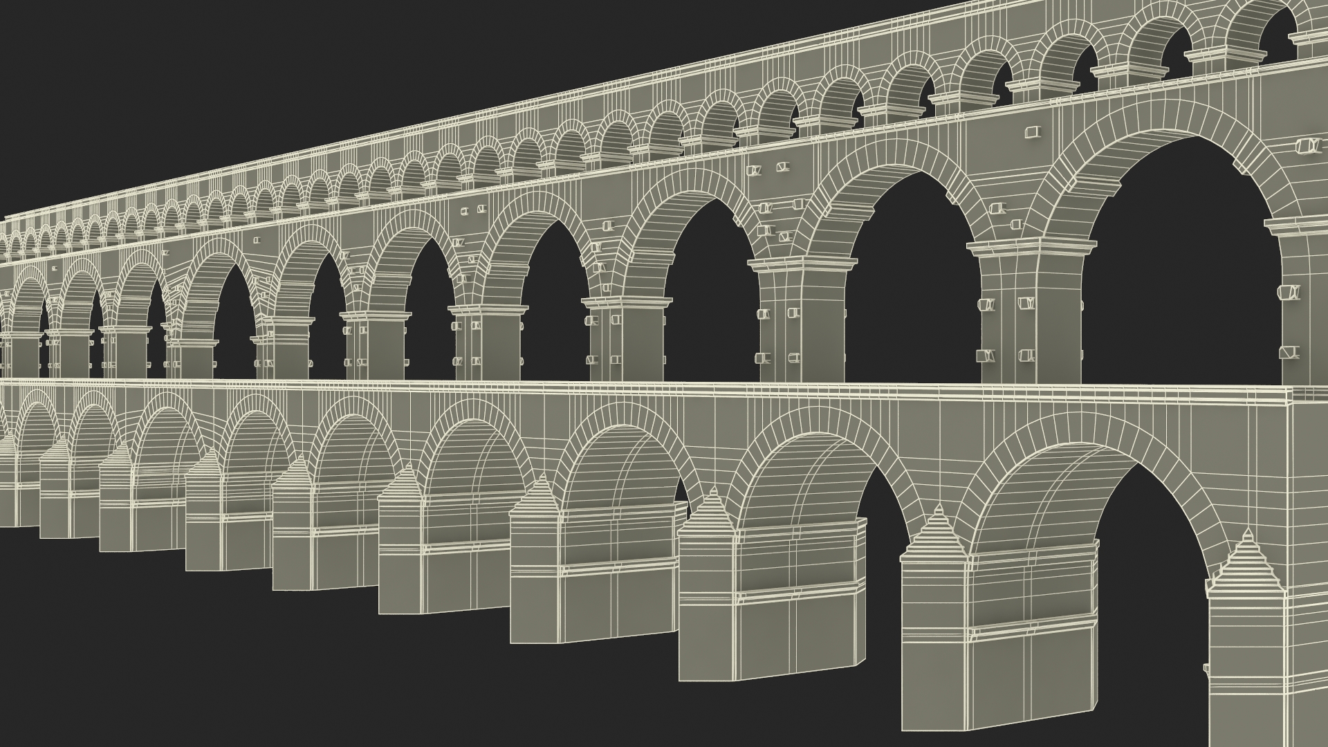 3D Pont du Gard Aqueduct