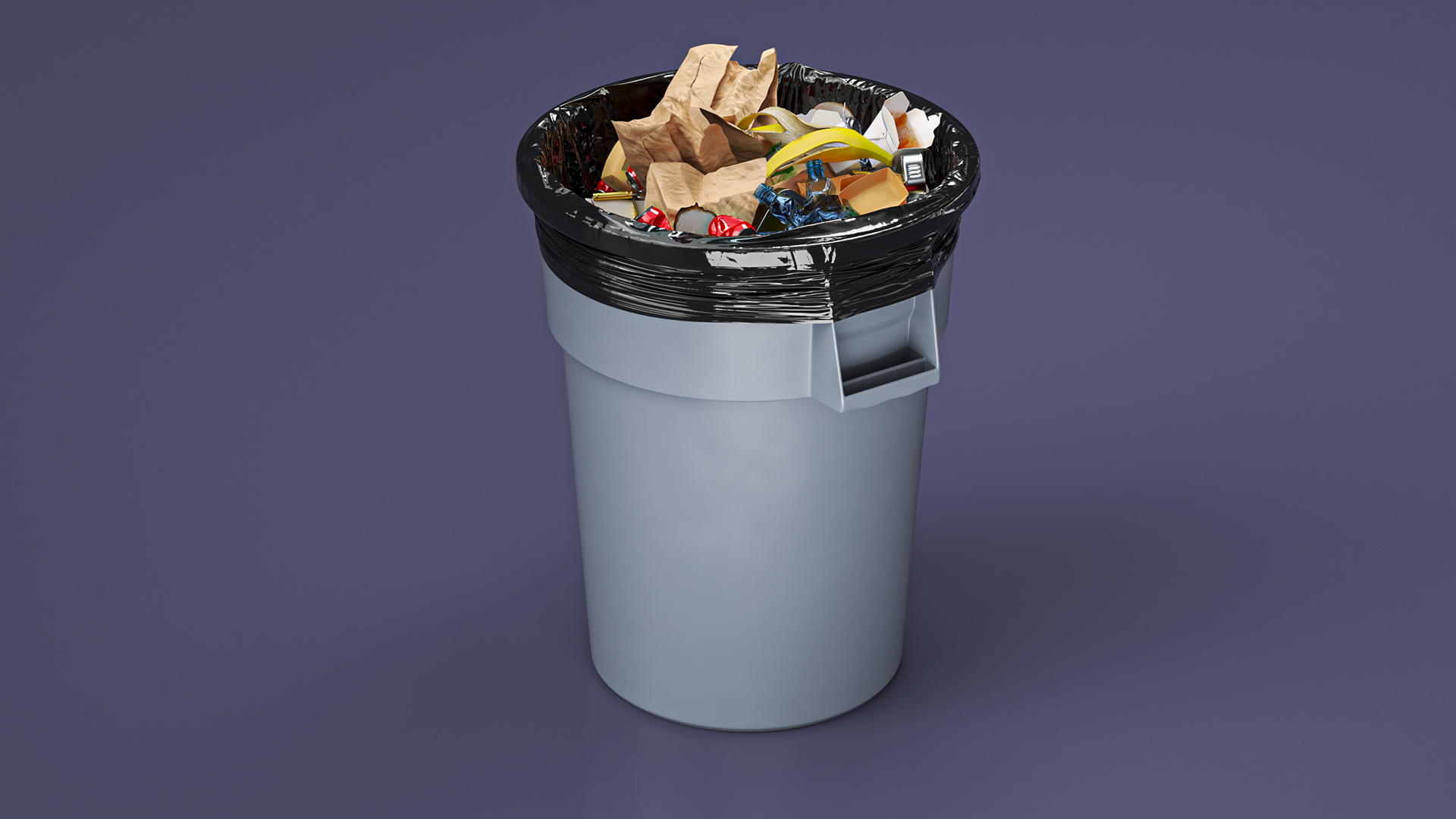 3D Full Trash Bag in a Can model