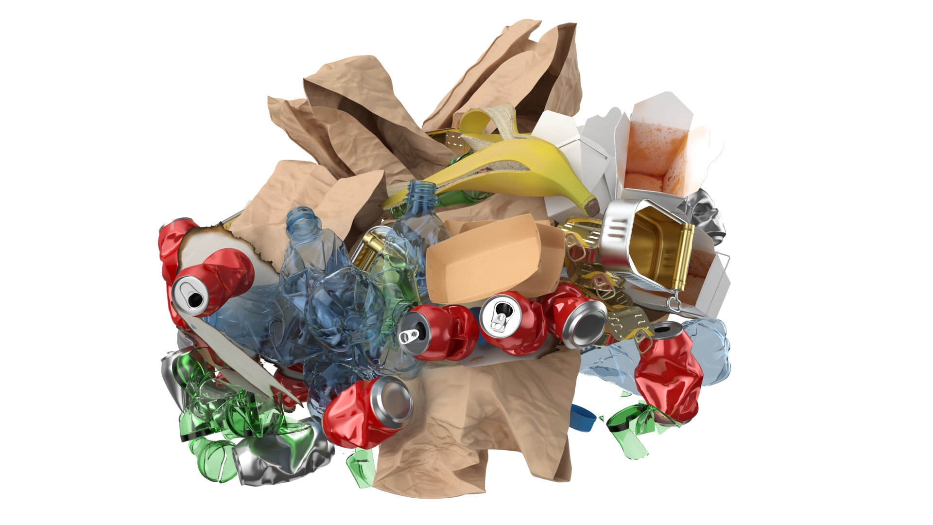 3D Full Trash Bag in a Can model