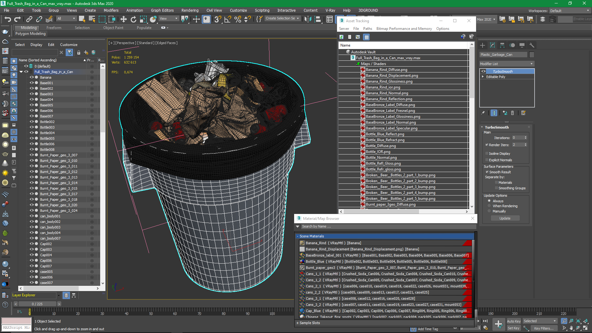 3D Full Trash Bag in a Can model