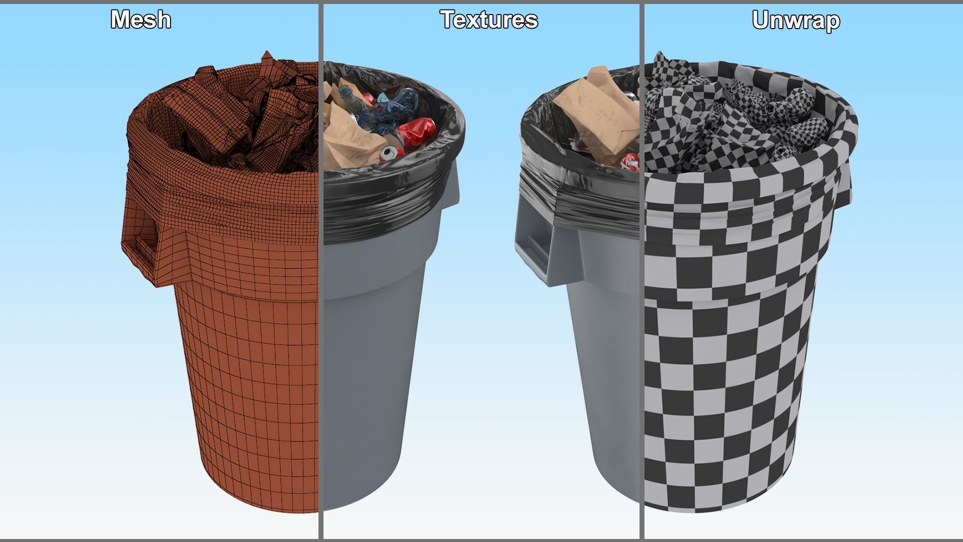 3D Full Trash Bag in a Can model