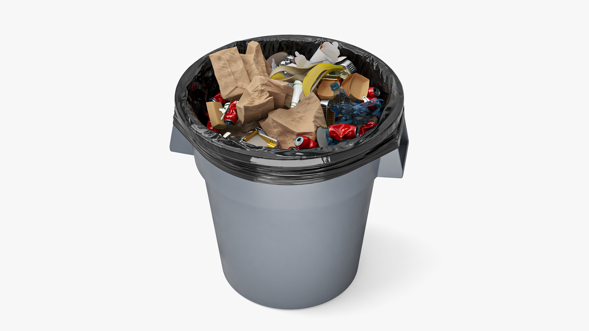 3D Full Trash Bag in a Can model
