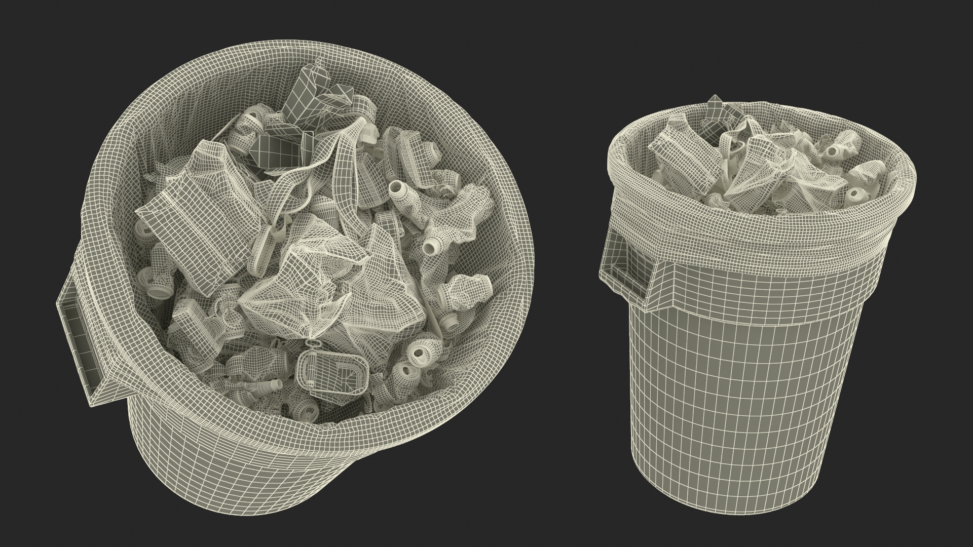 3D Full Trash Bag in a Can model