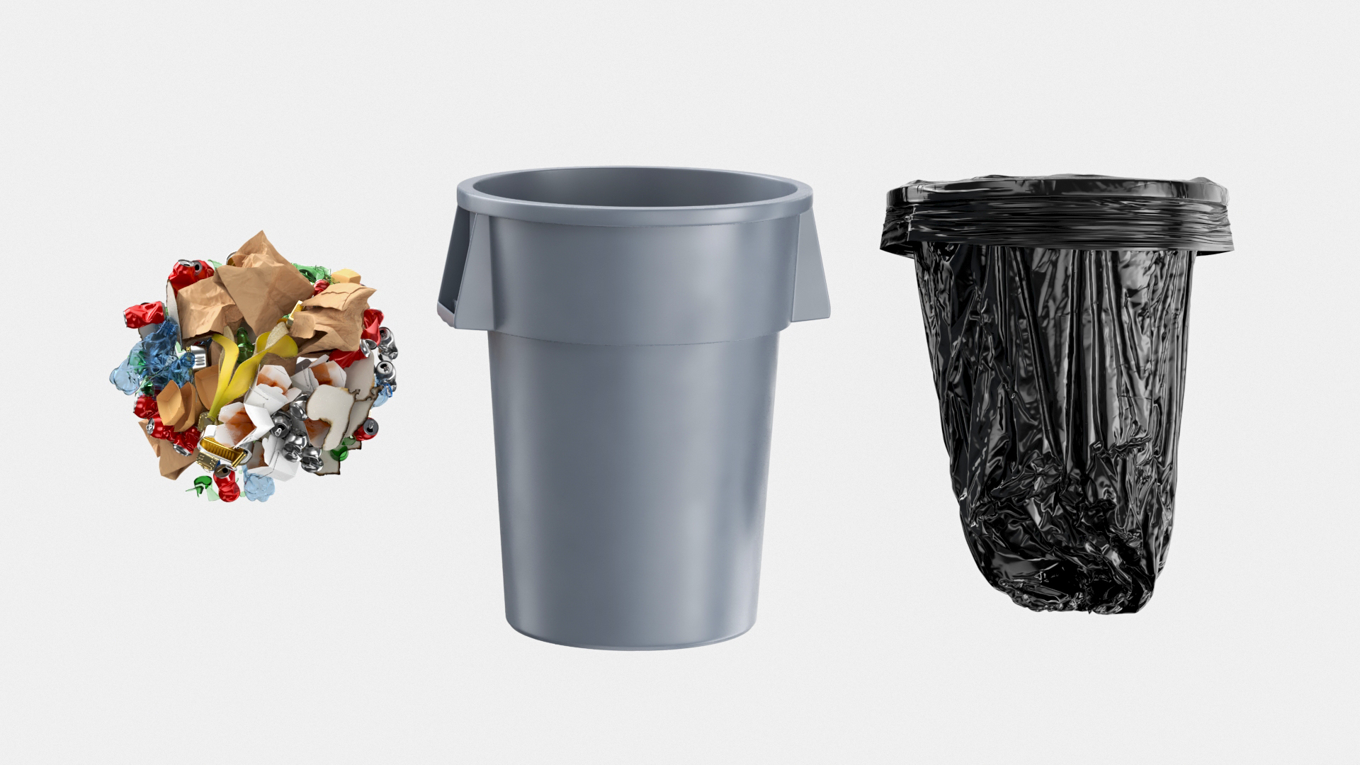 3D Full Trash Bag in a Can model