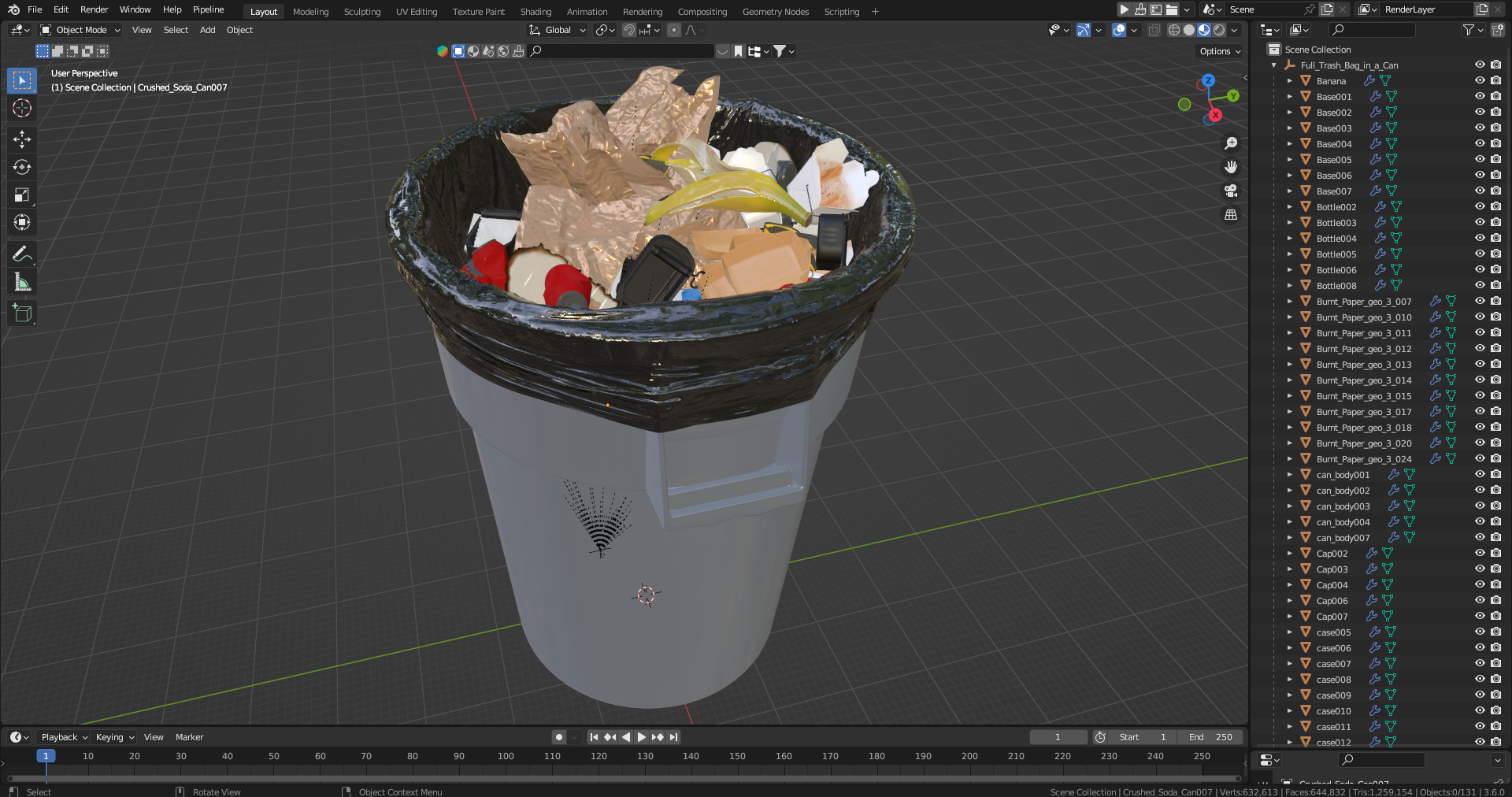 3D Full Trash Bag in a Can model