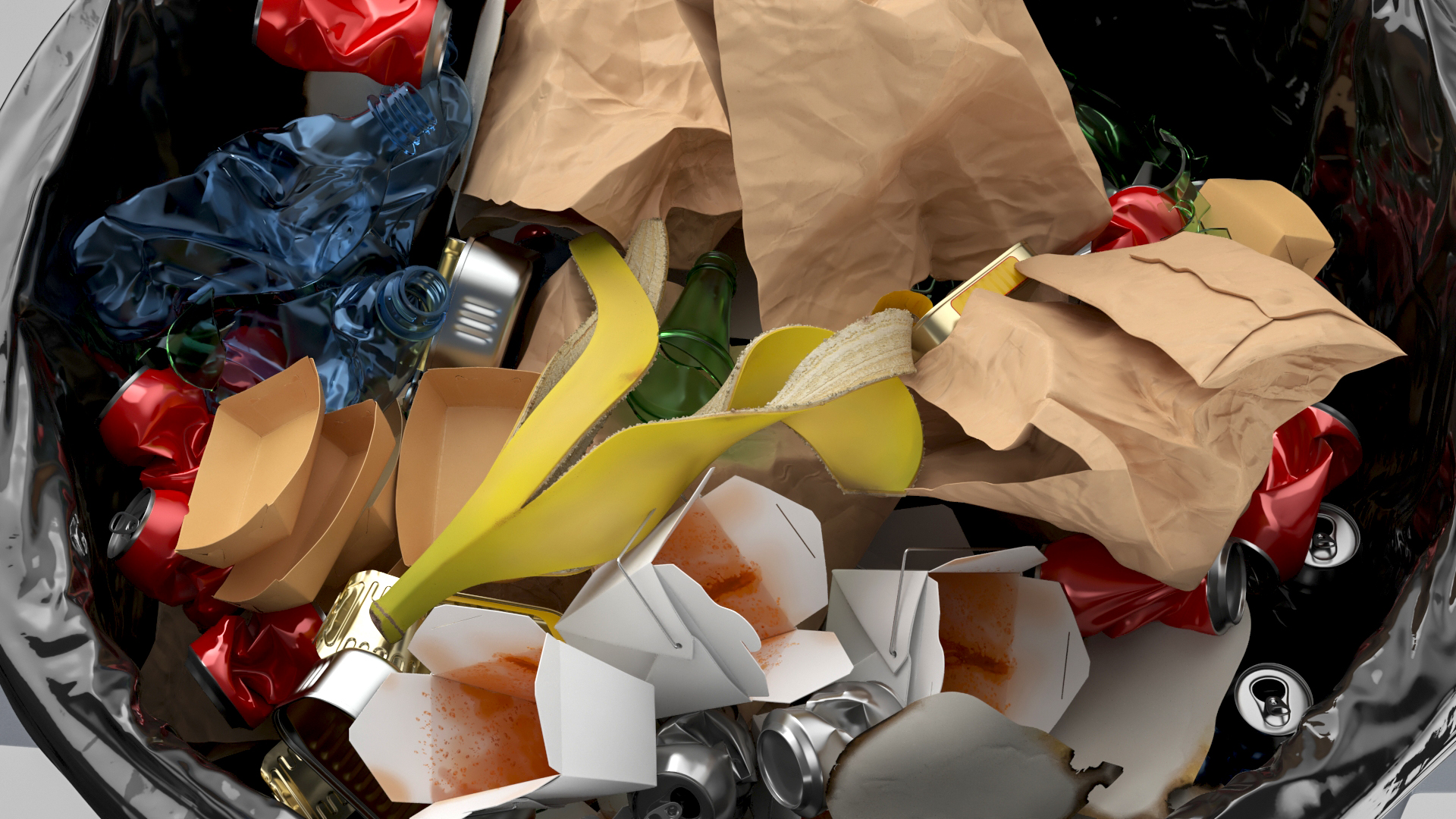 3D Full Trash Bag in a Can model