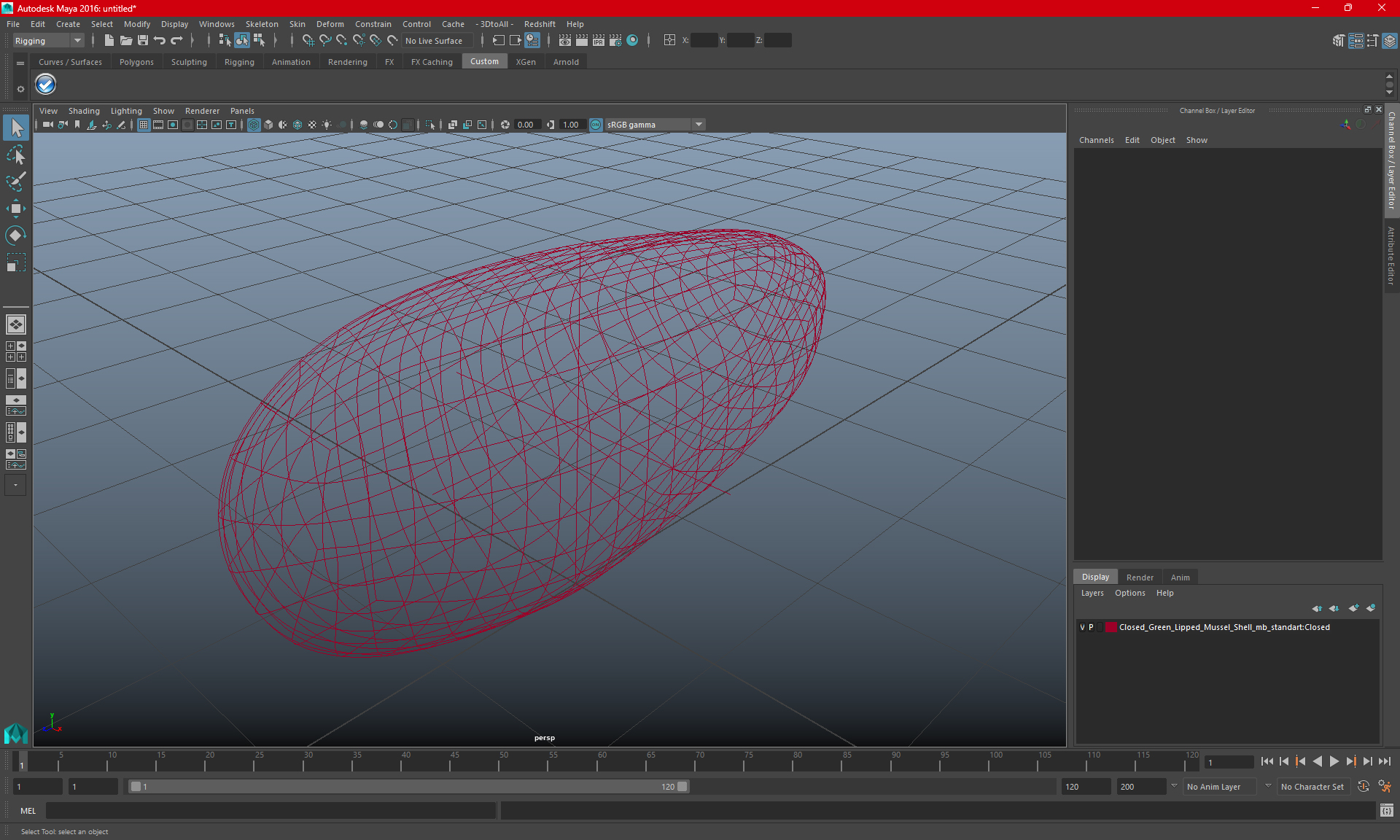 Closed Green Lipped Mussel Shell 3D