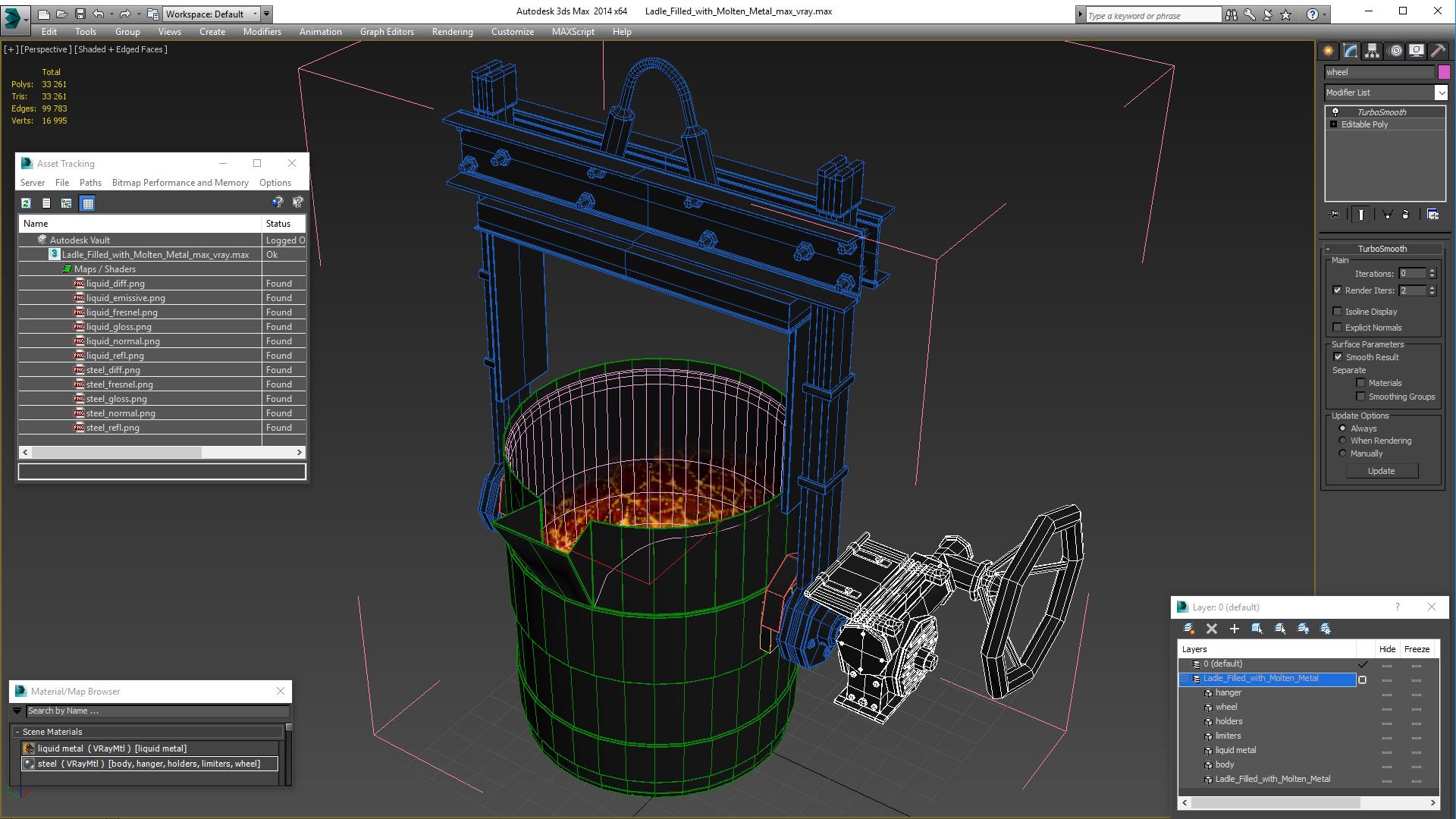 3D model Ladle Filled with Molten Metal