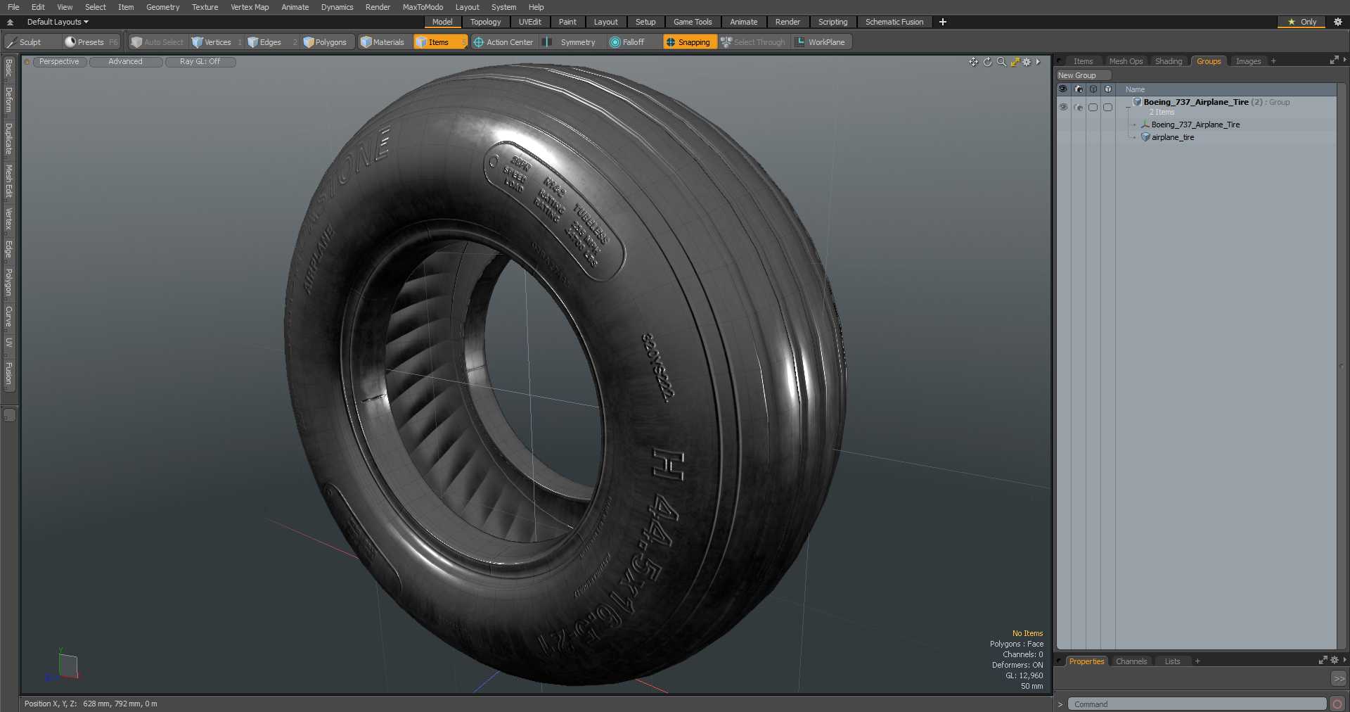 Boeing 737 Airplane Tire 3D model