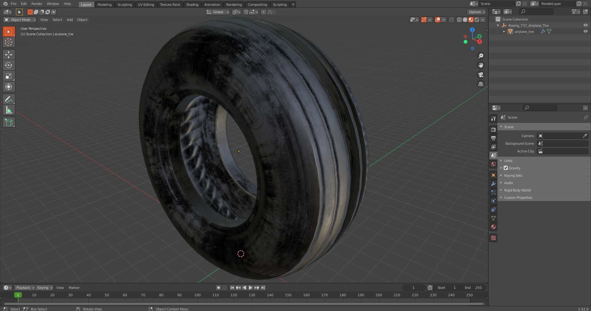 Boeing 737 Airplane Tire 3D model