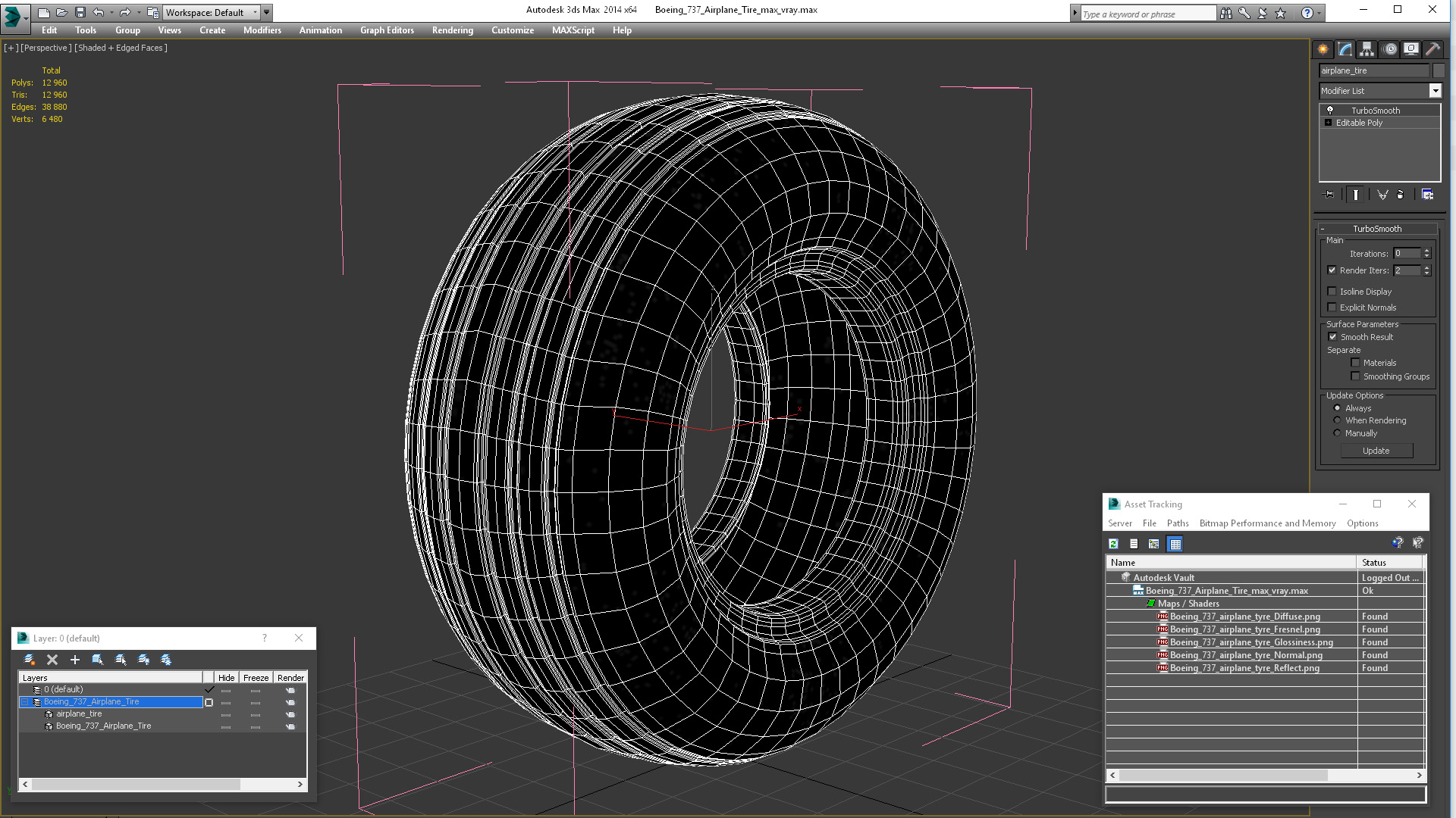 Boeing 737 Airplane Tire 3D model