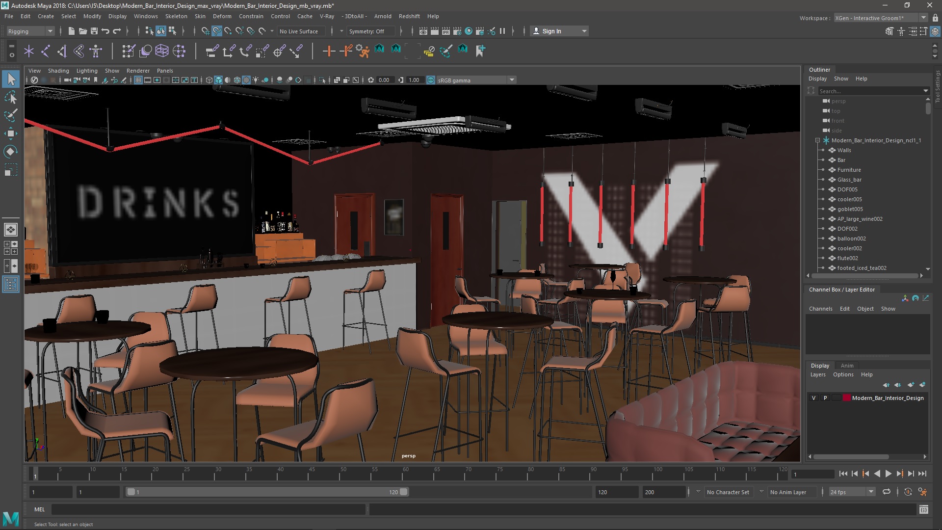 3D Modern Bar Interior Design
