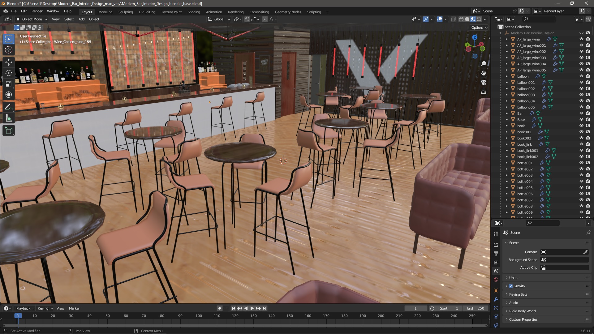 3D Modern Bar Interior Design