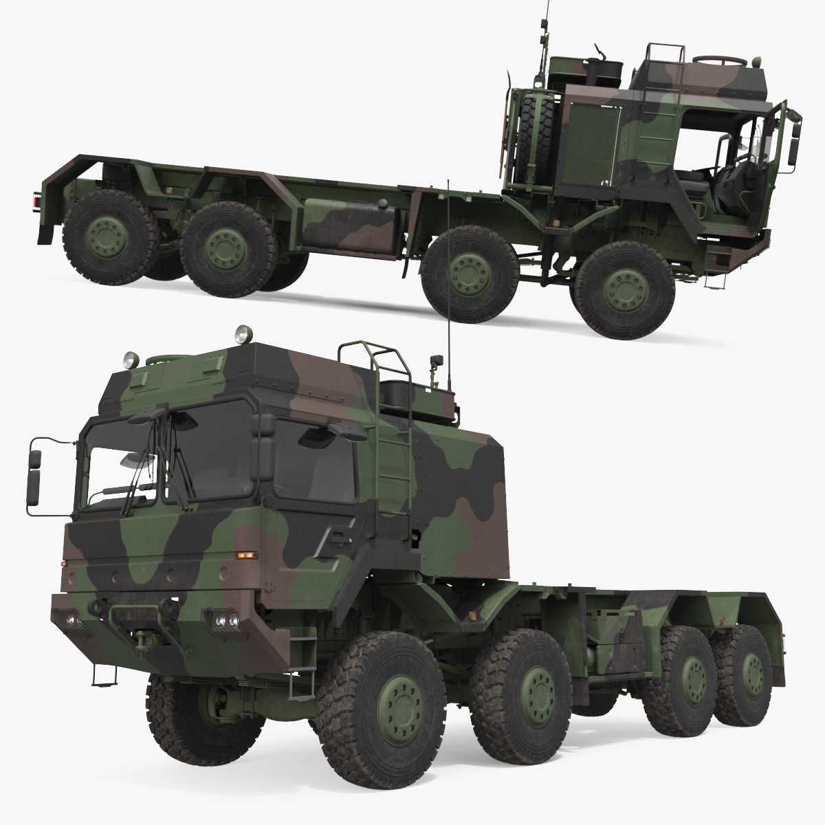 Tactical Military Truck Green Camo Rigged
