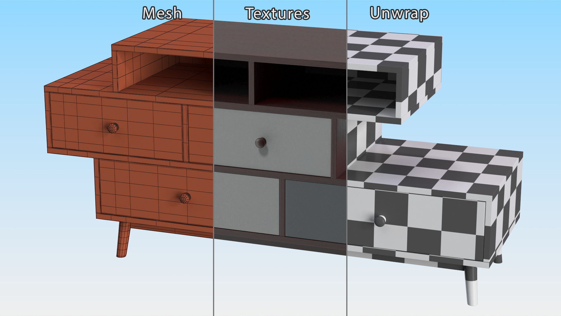 Irvine Sideboard Dark Brown 3D