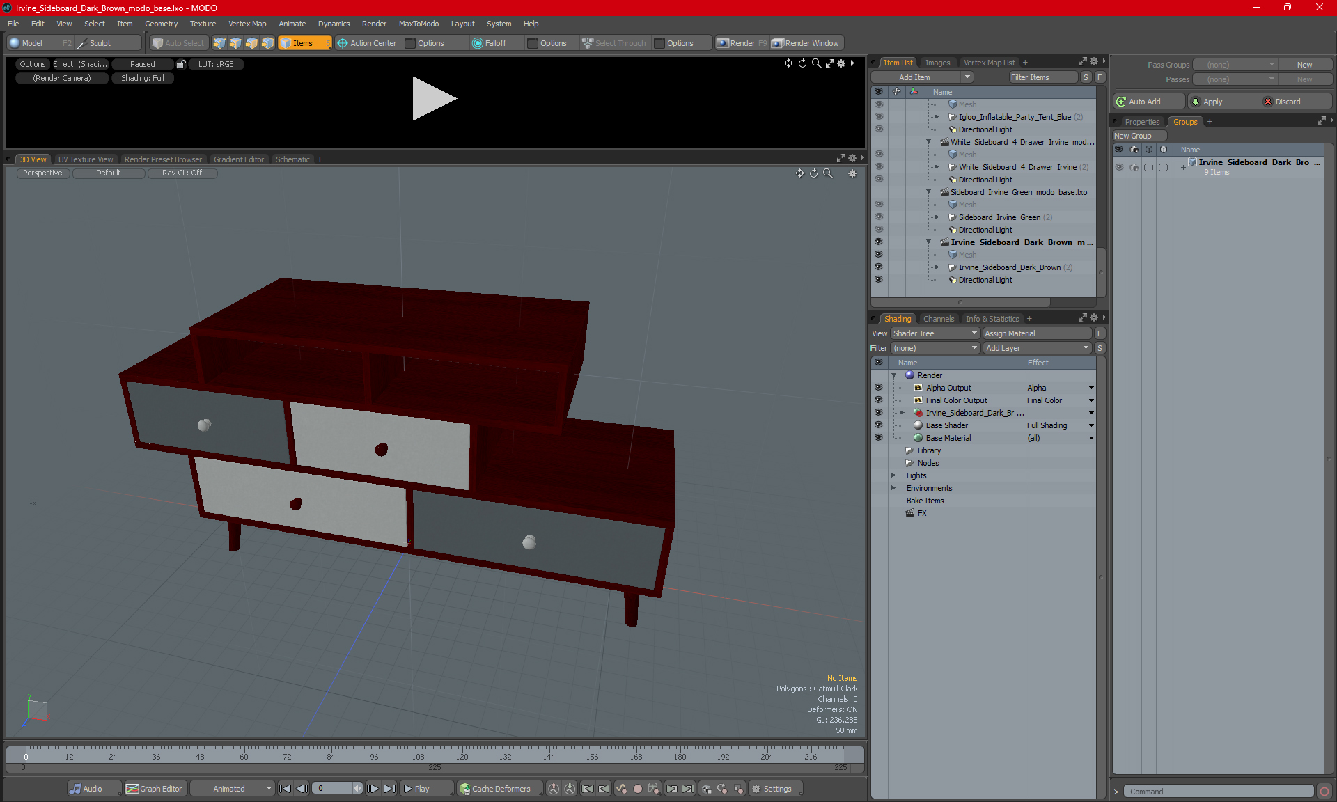 Irvine Sideboard Dark Brown 3D