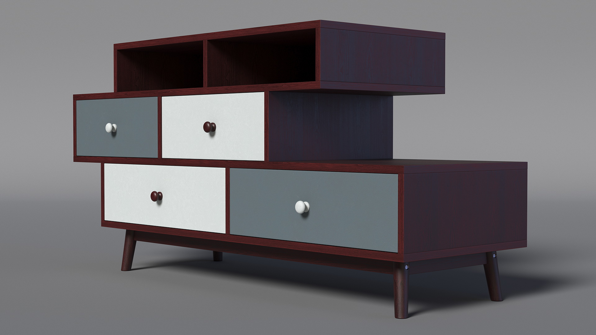 Irvine Sideboard Dark Brown 3D