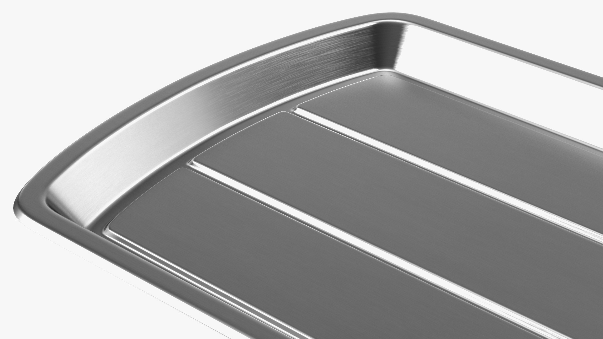 3D model Stainless Steel Kitchen Sink with Recessed Drainer