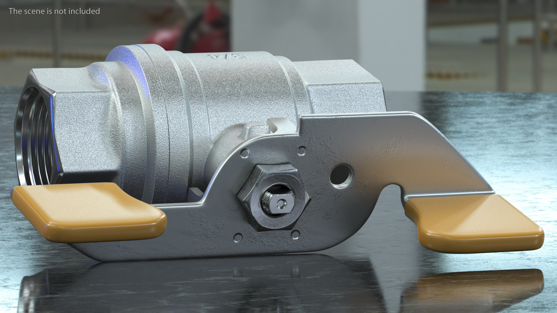 3D model Silver Ball Valve with Union Butterfly Handle