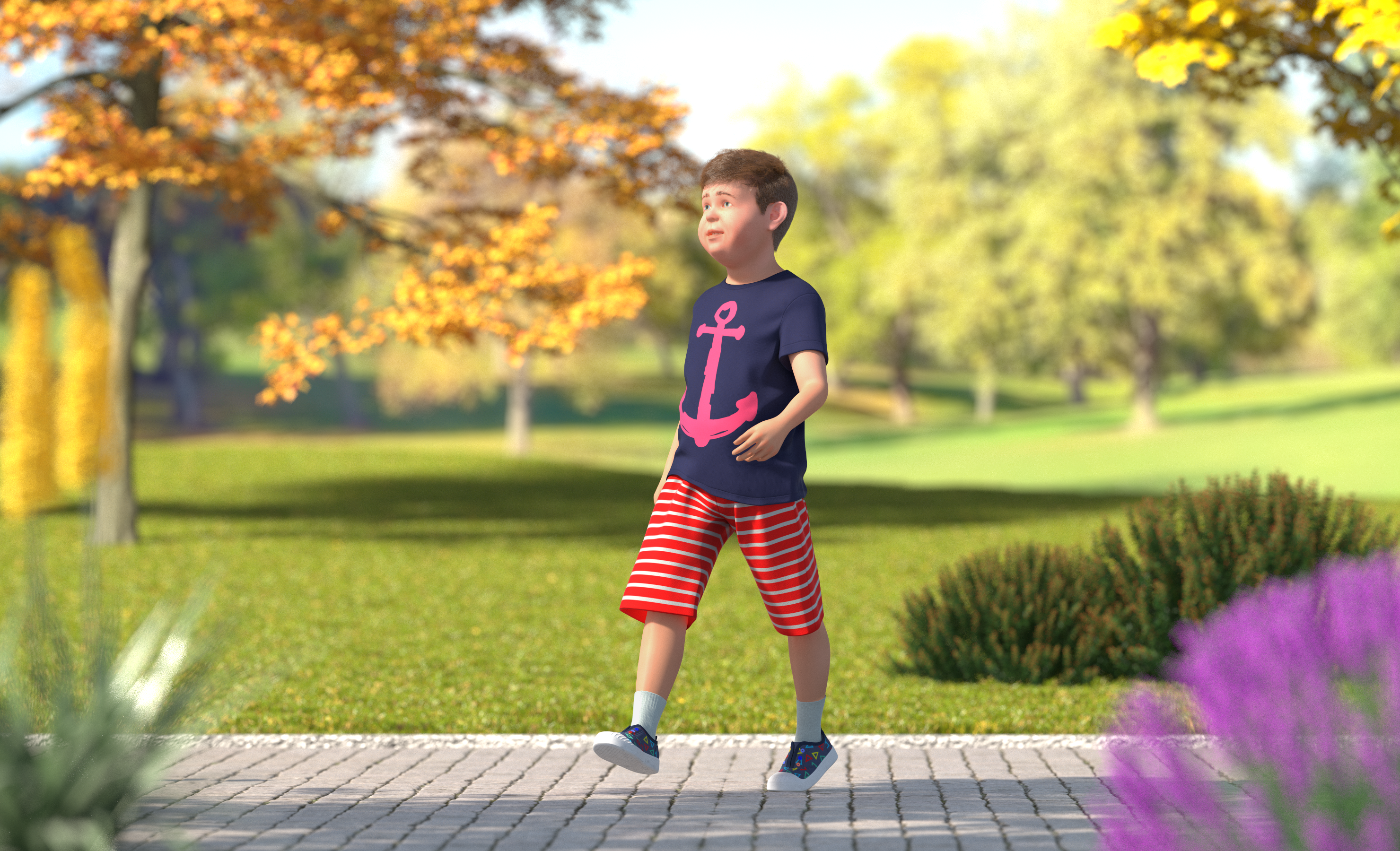 Realistic Modern Teenage Boy Rigged 3D Model, view 12