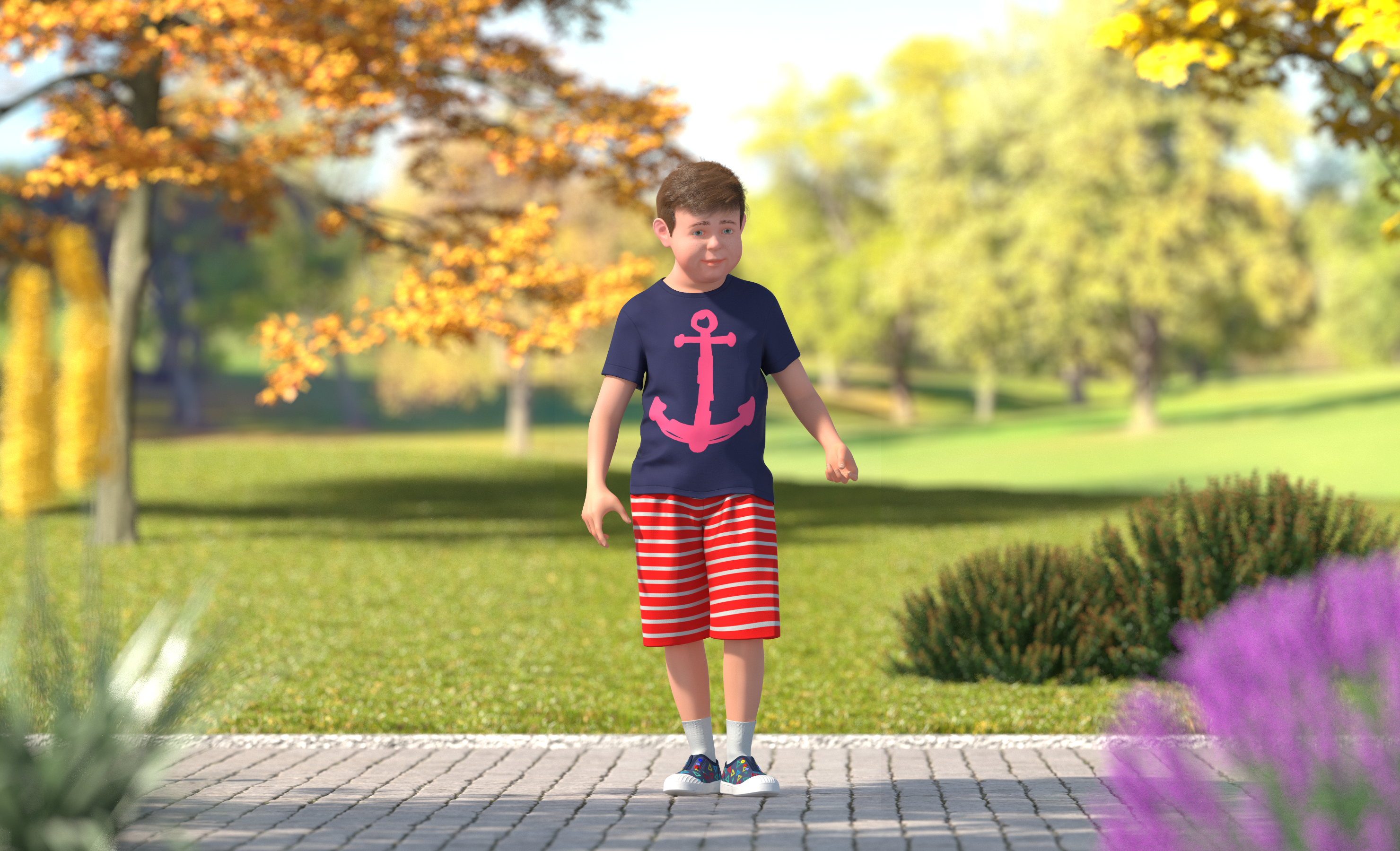 Realistic Modern Teenage Boy Rigged 3D Model, view 11