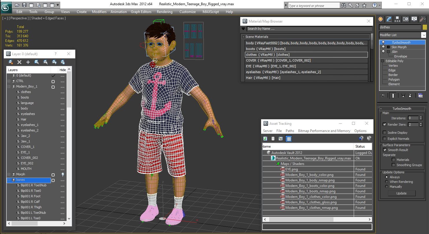 3D model Realistic Modern Teenage Boy Rigged