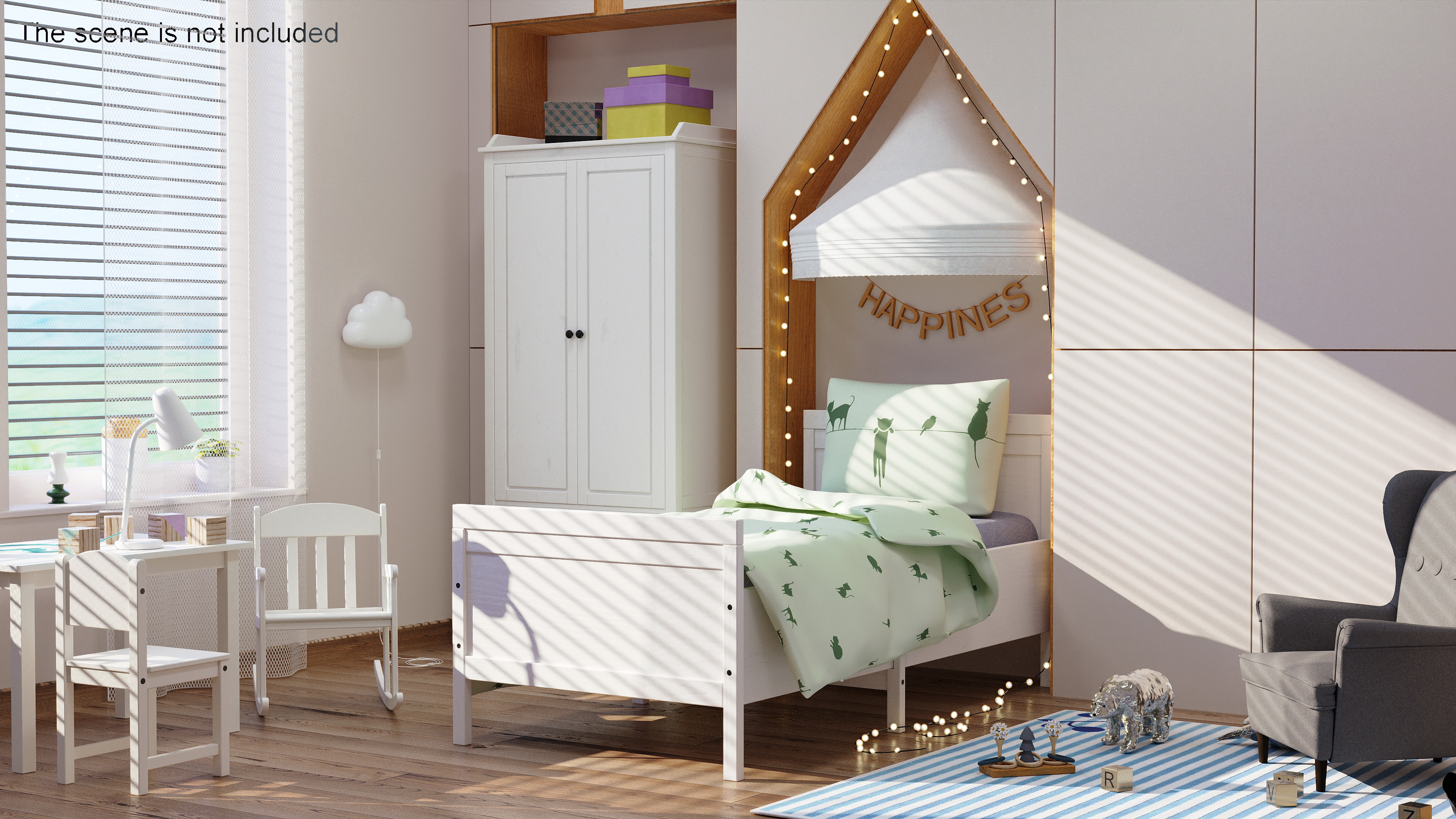 3D model Bed for Children Room IKEA SUNDVIK White
