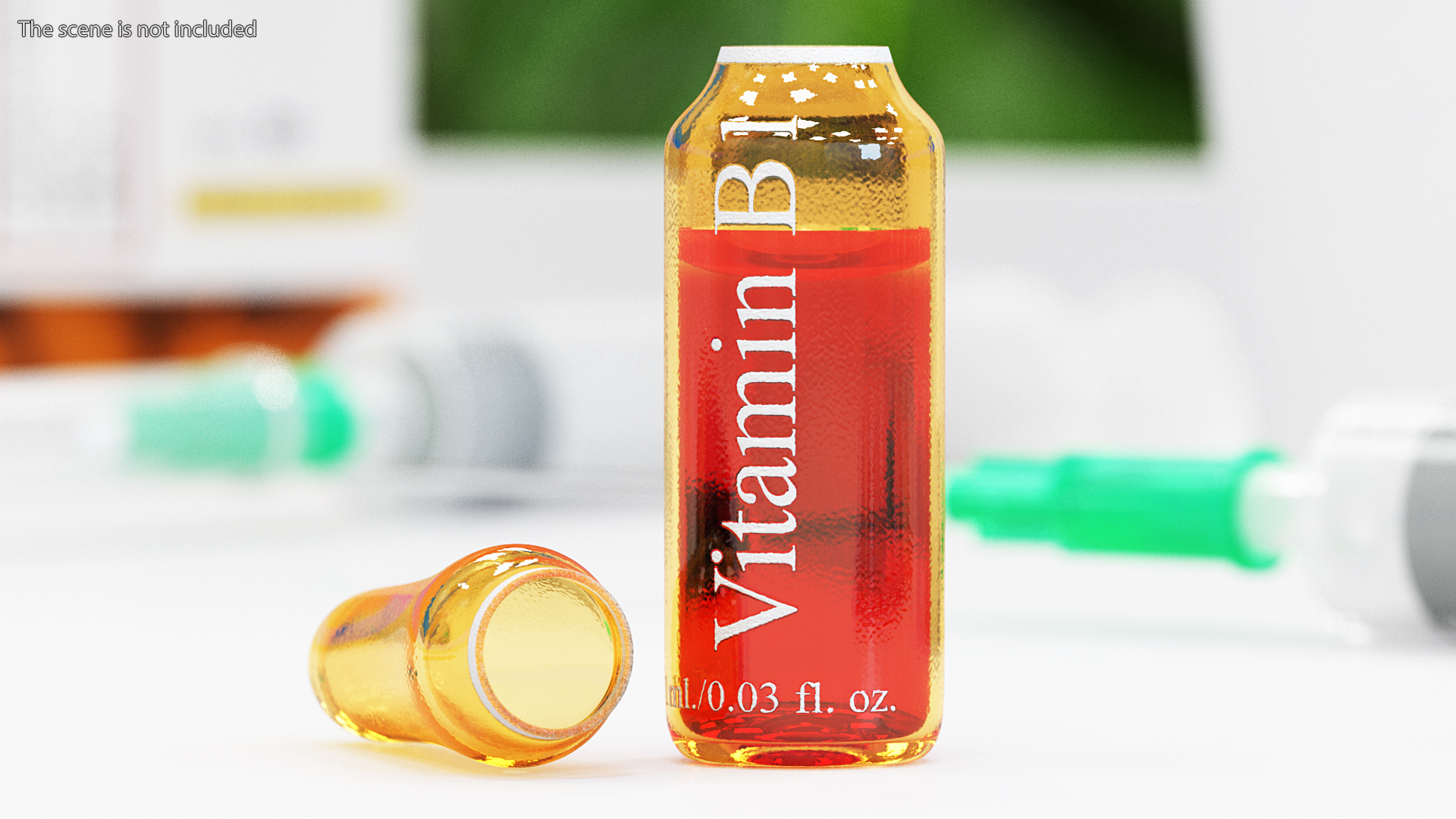 3D model Vitamin B1 1ml Amber Ampoule Opened