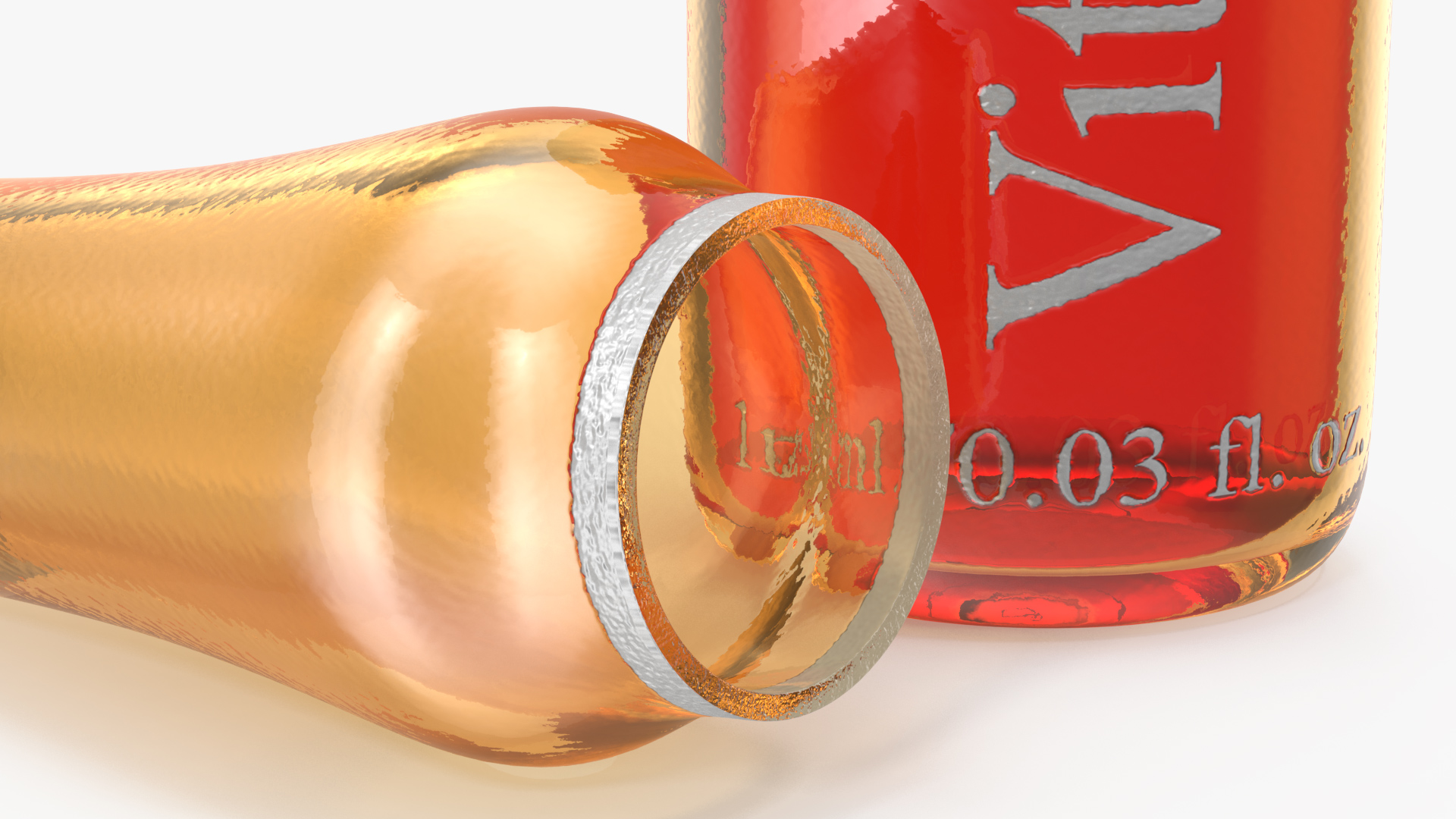 3D model Vitamin B1 1ml Amber Ampoule Opened