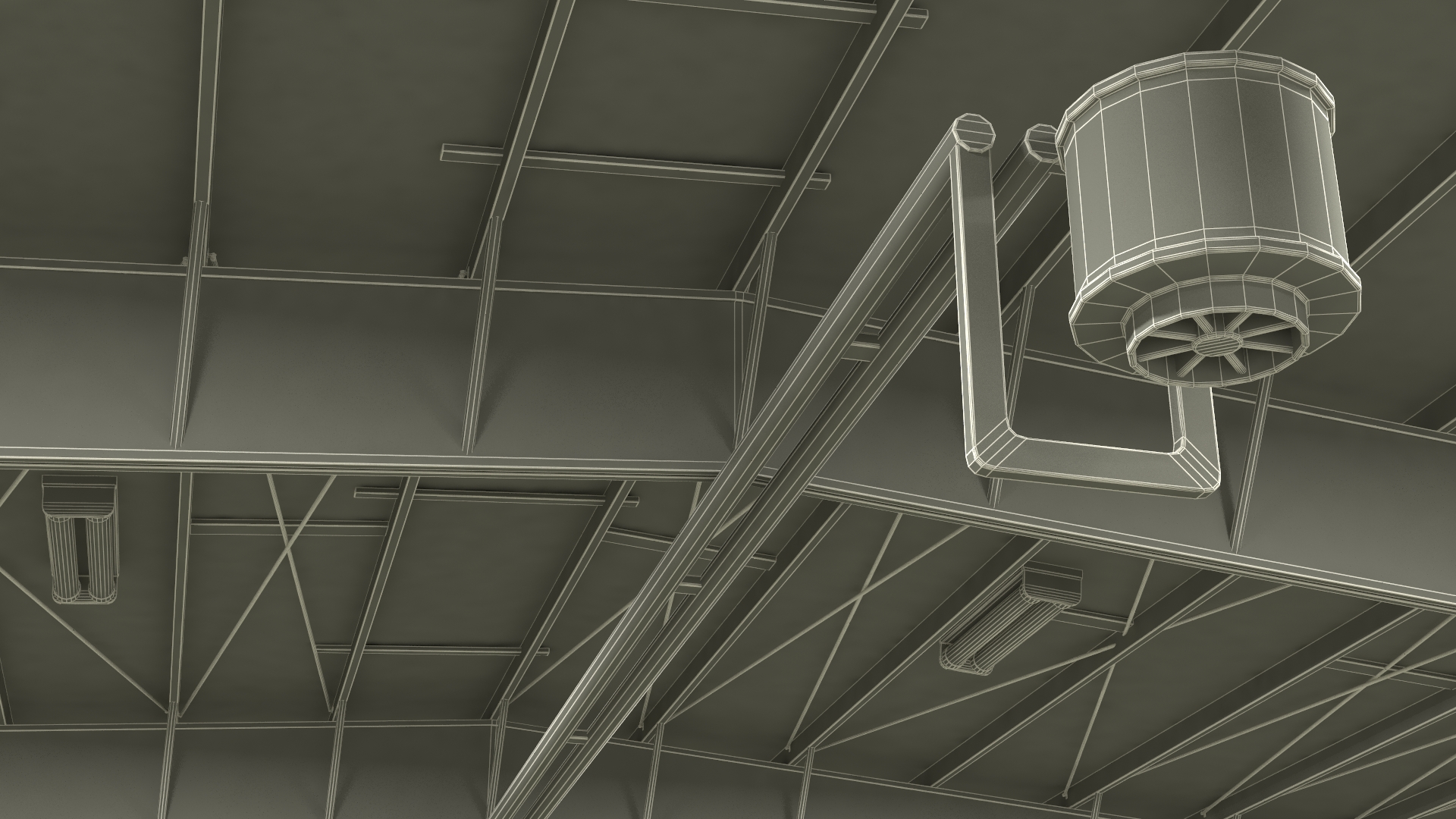 3D Aircraft Hangar with Airplane Rigged