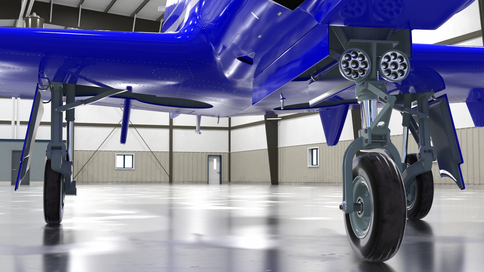 3D Aircraft Hangar with Airplane Rigged