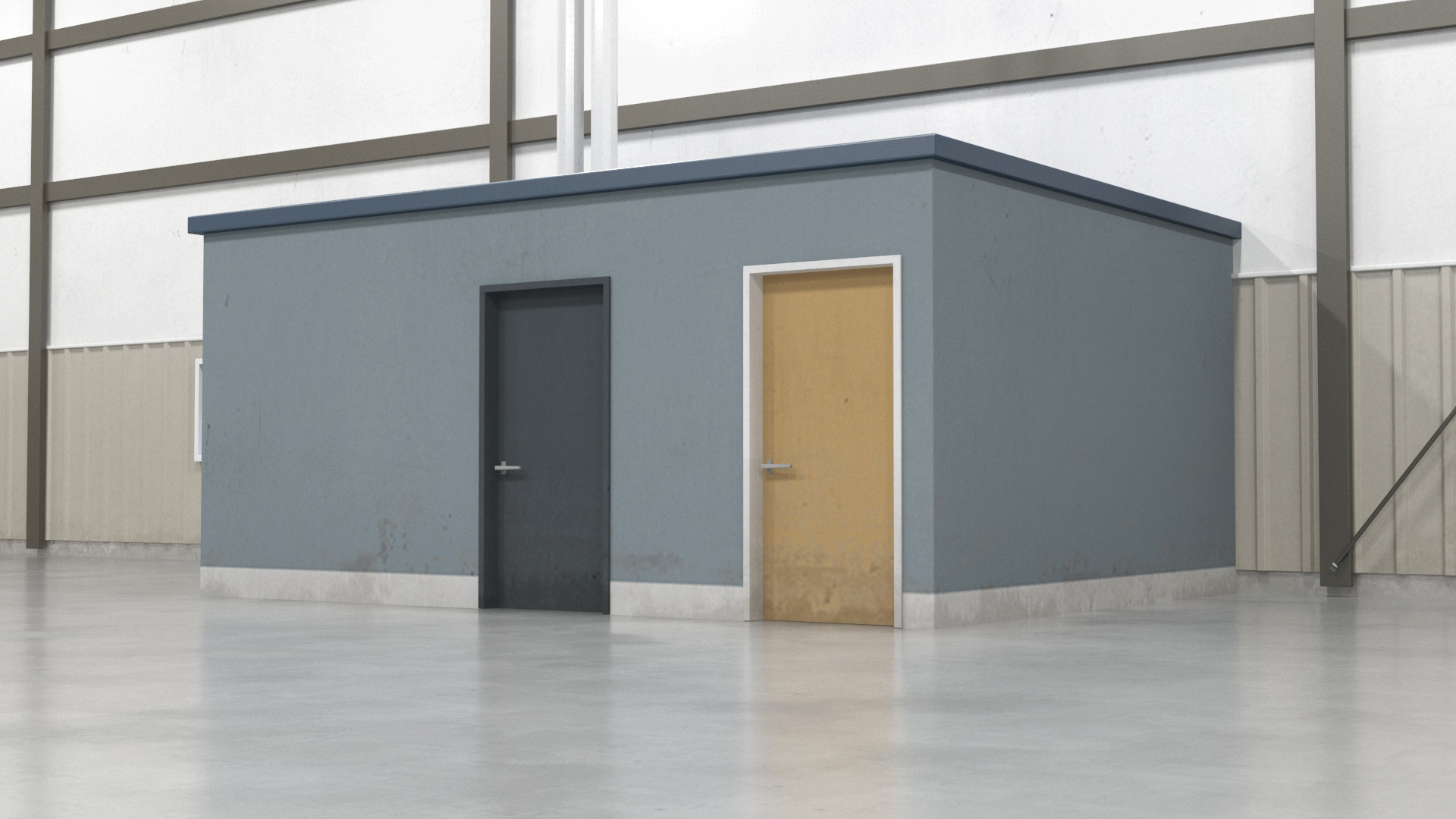 3D Aircraft Hangar with Airplane Rigged
