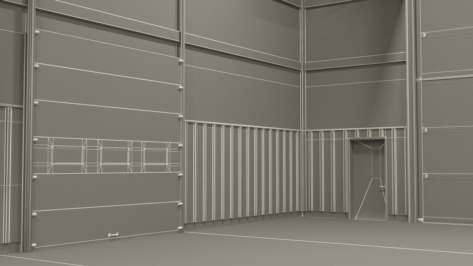 3D Aircraft Hangar with Airplane Rigged