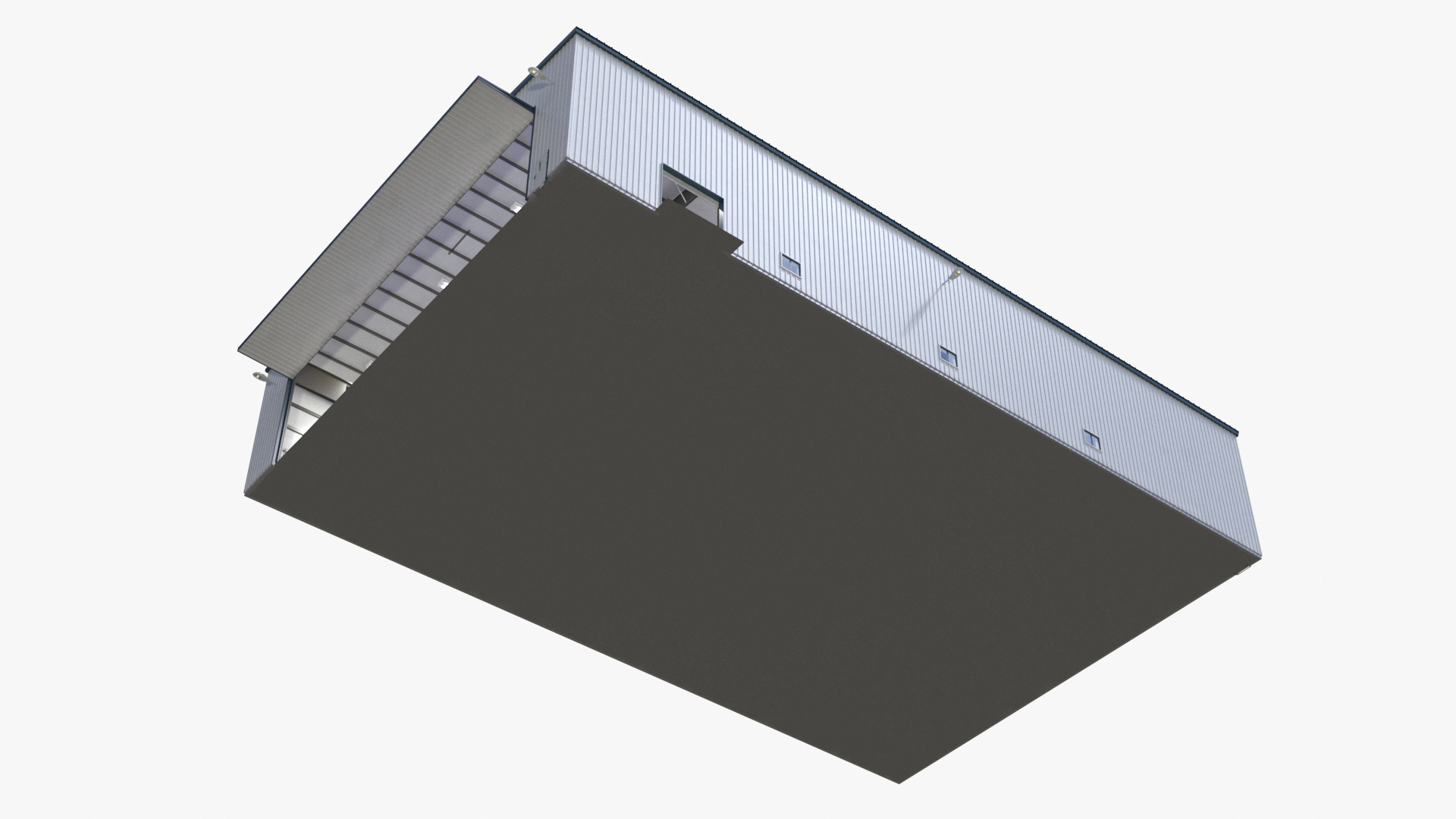 3D Aircraft Hangar with Airplane Rigged