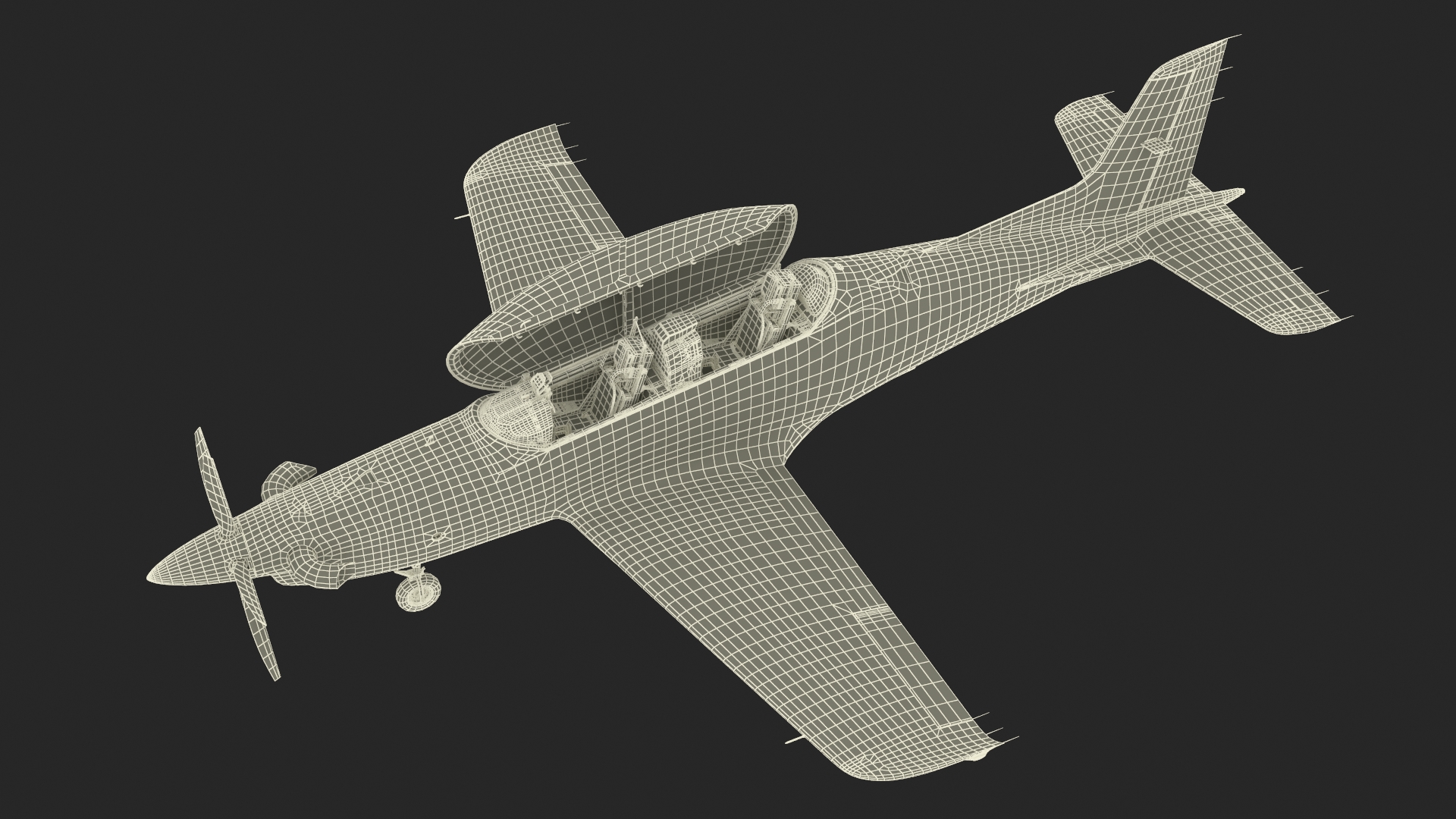 3D Aircraft Hangar with Airplane Rigged