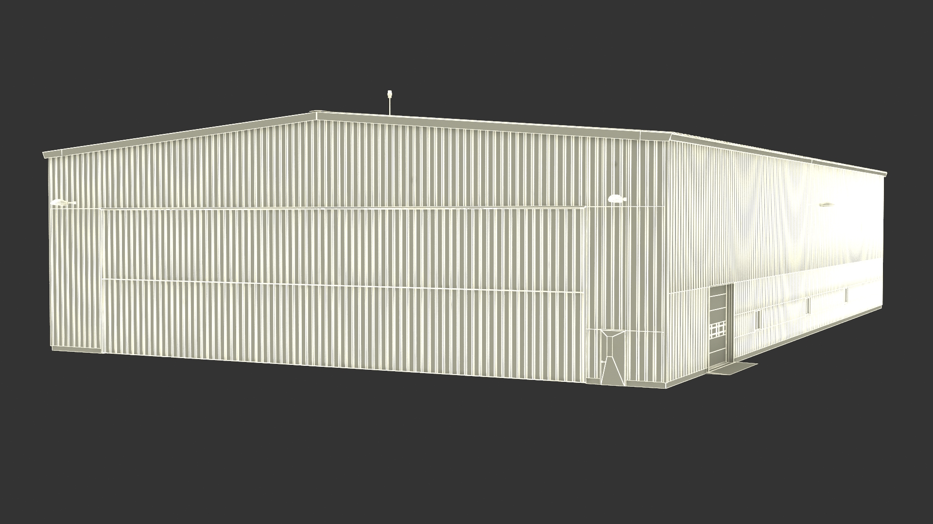 3D Aircraft Hangar with Airplane Rigged