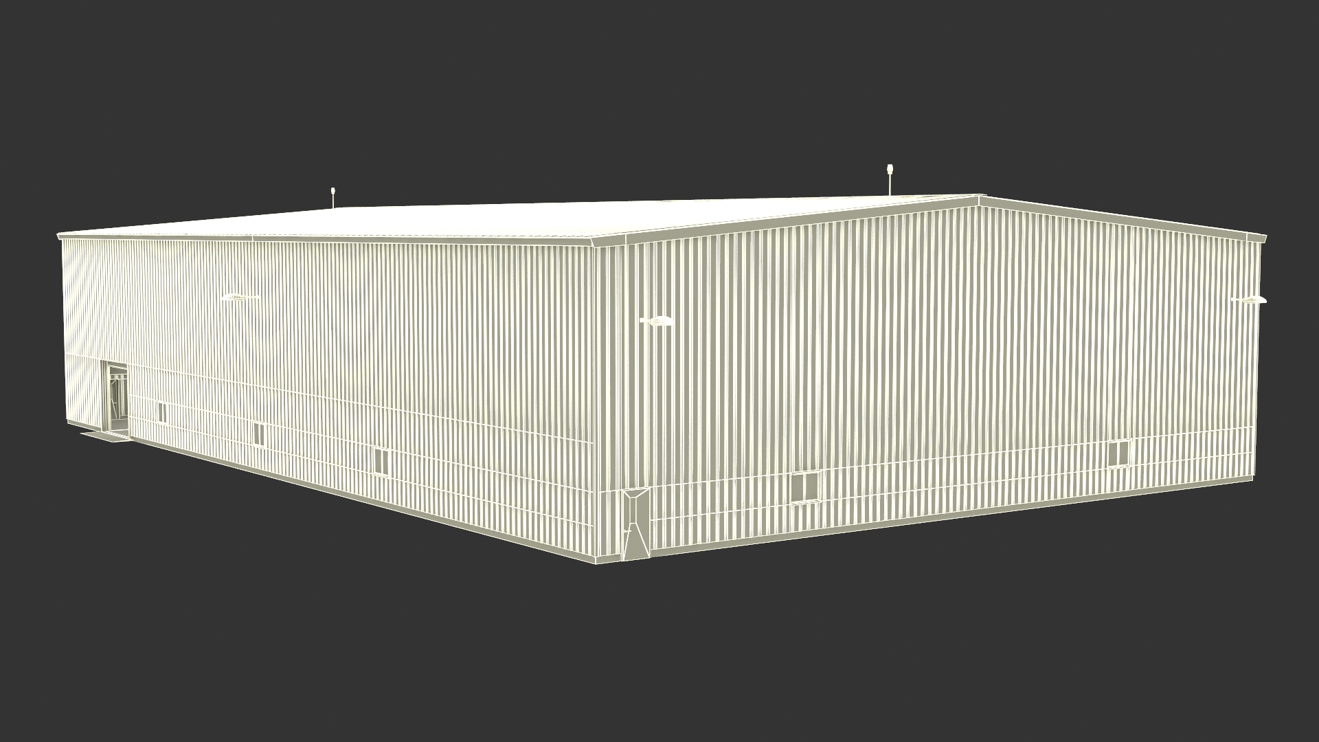 3D Aircraft Hangar with Airplane Rigged