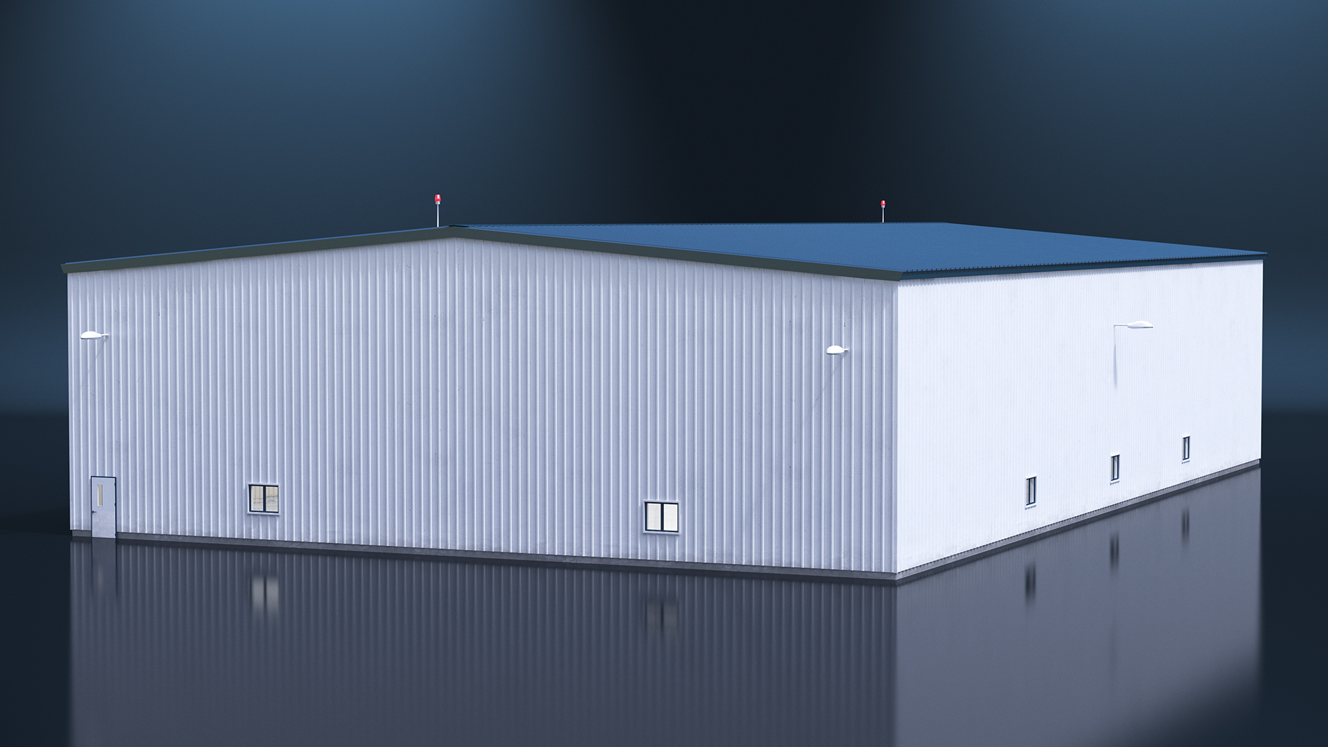 3D Aircraft Hangar with Airplane Rigged