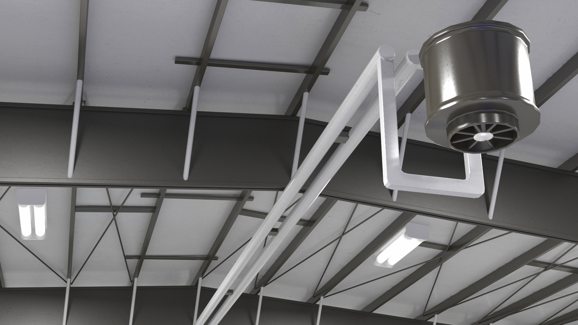 3D Aircraft Hangar with Airplane Rigged