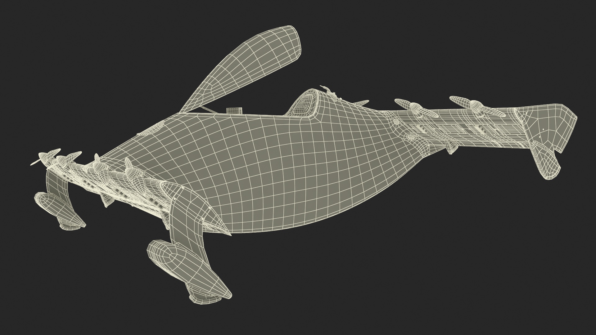 Personal EVTOL Aircraft with 8 Propellers Rigged for Maya 3D