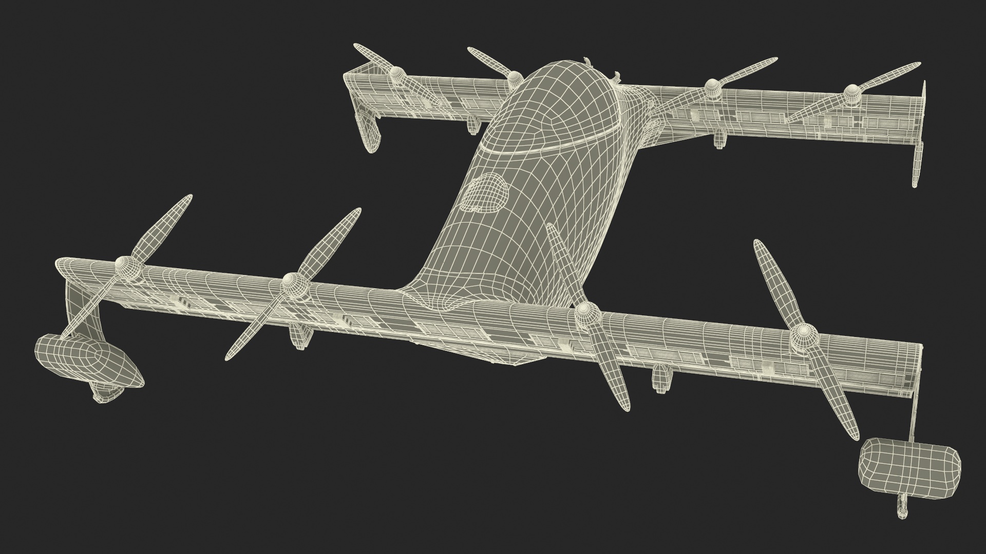 Personal EVTOL Aircraft with 8 Propellers Rigged for Maya 3D