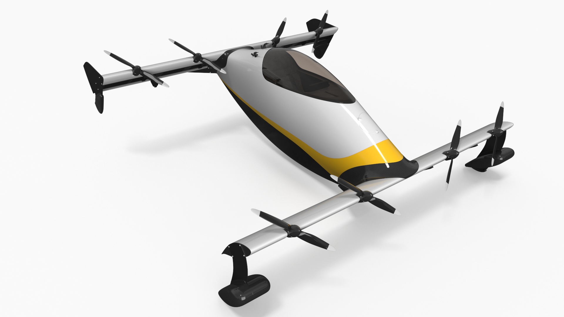 Personal EVTOL Aircraft with 8 Propellers Rigged for Maya 3D