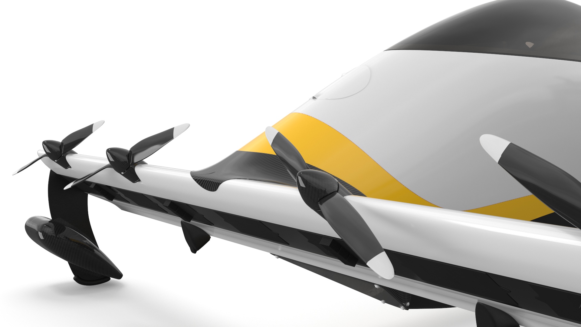 Personal EVTOL Aircraft with 8 Propellers Rigged for Maya 3D