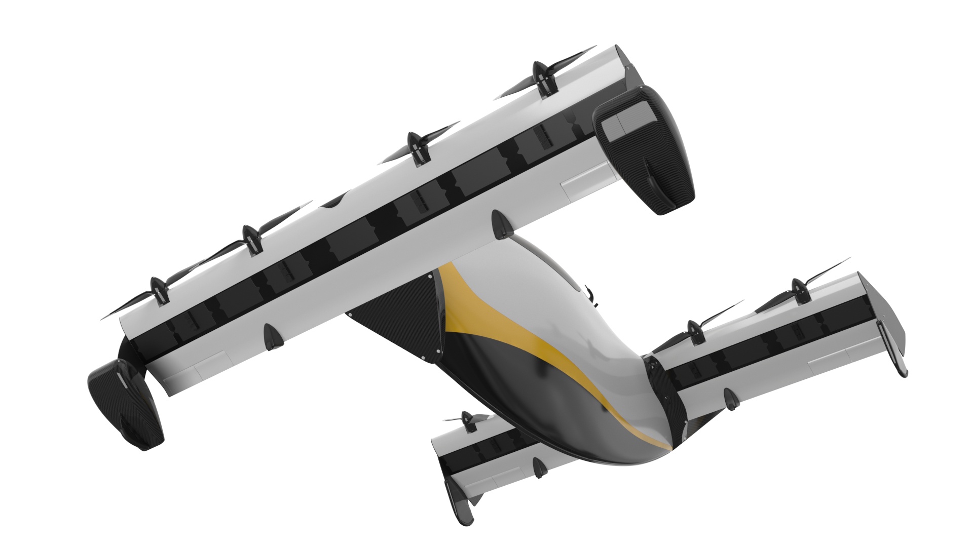 Personal EVTOL Aircraft with 8 Propellers Rigged for Maya 3D